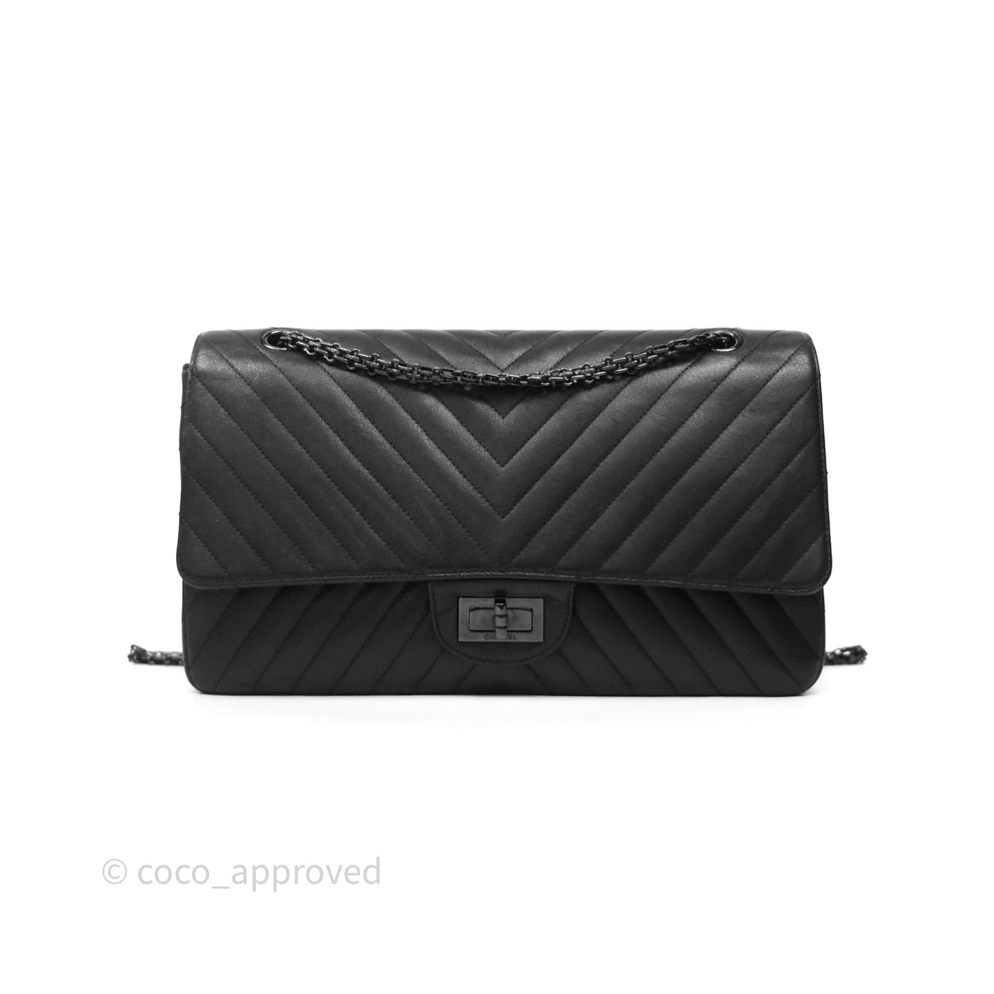 Chanel Reissue 227 Chevron So Black Calfskin
