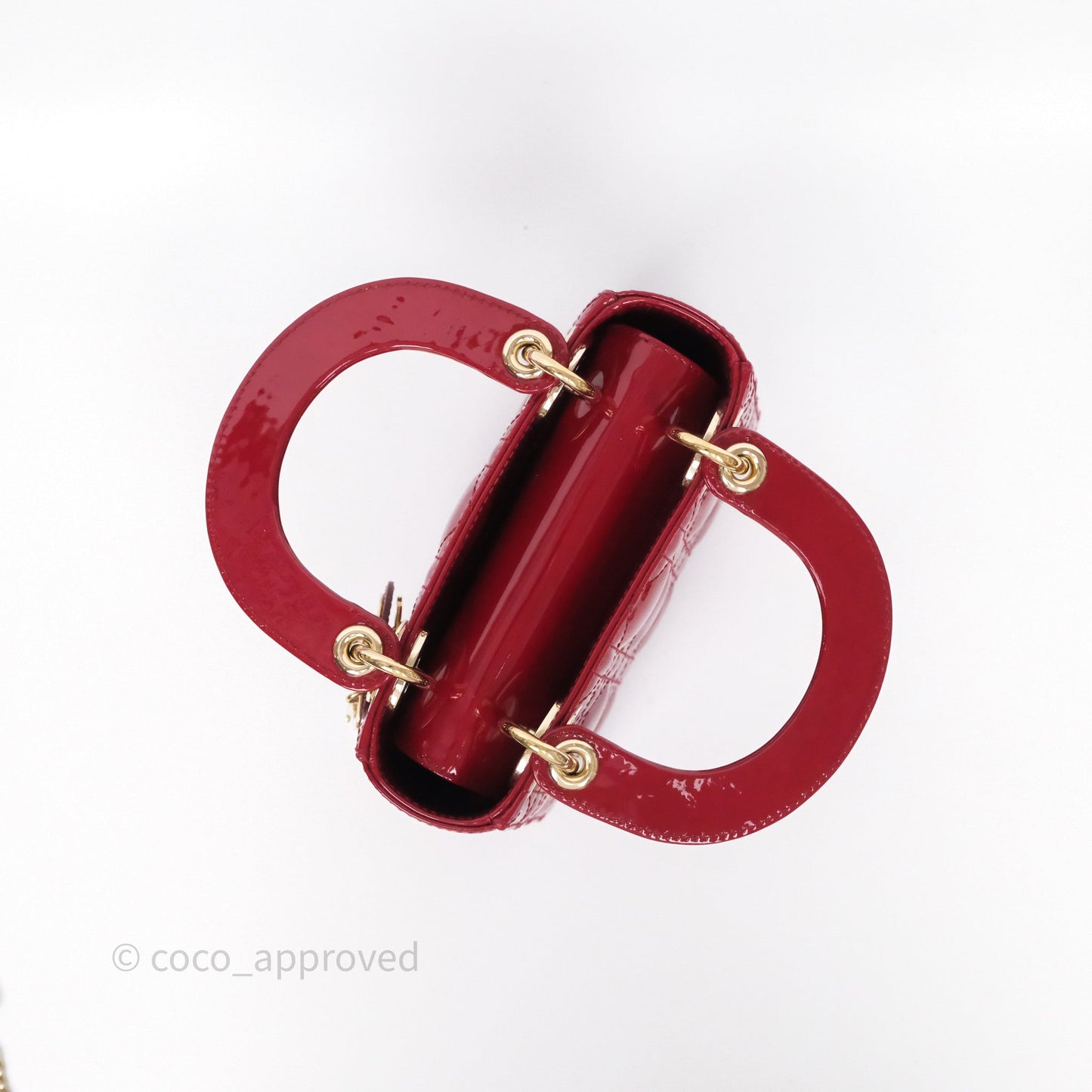Christian Dior Mini Lady Dior Red Patent Cannage Gold Hardware