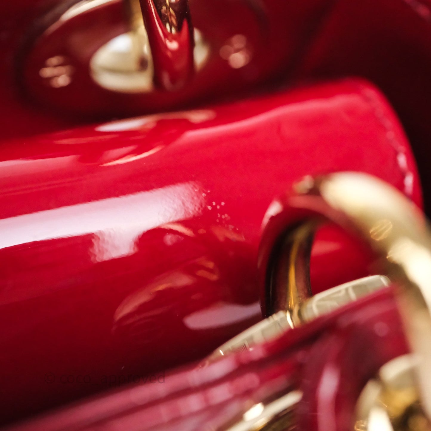Christian Dior Mini Lady Dior Red Patent Cannage Gold Hardware