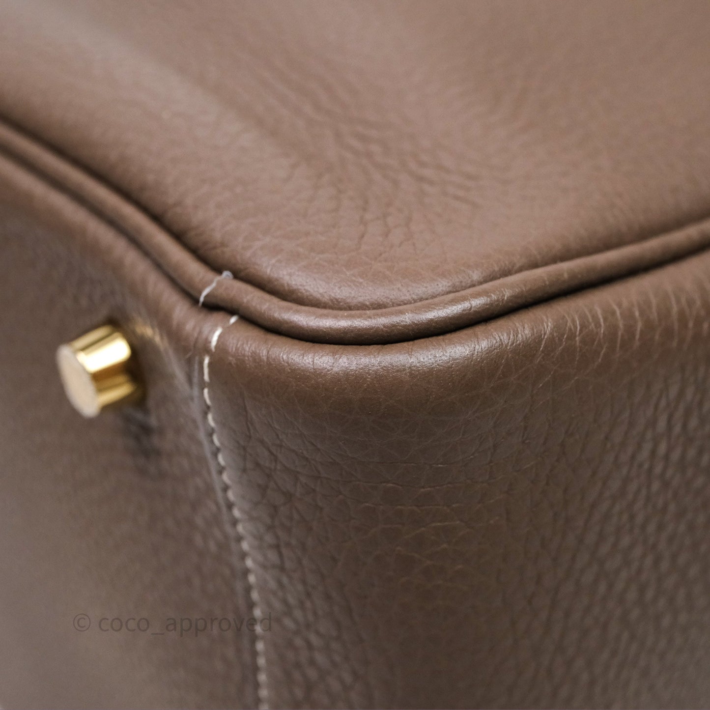 Hermès Lindy 30 Etoupe 18 Clemence Gold Hardware