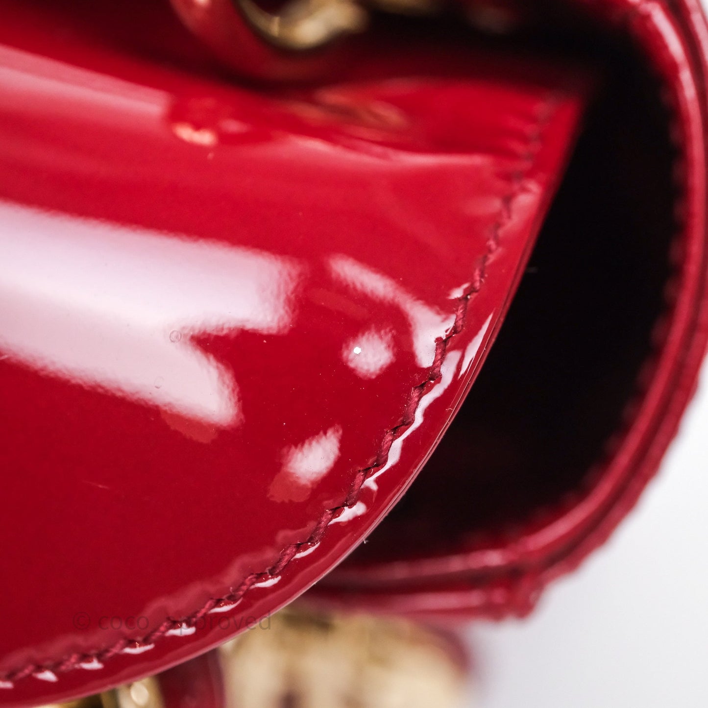 Christian Dior Mini Lady Dior Red Patent Cannage Gold Hardware