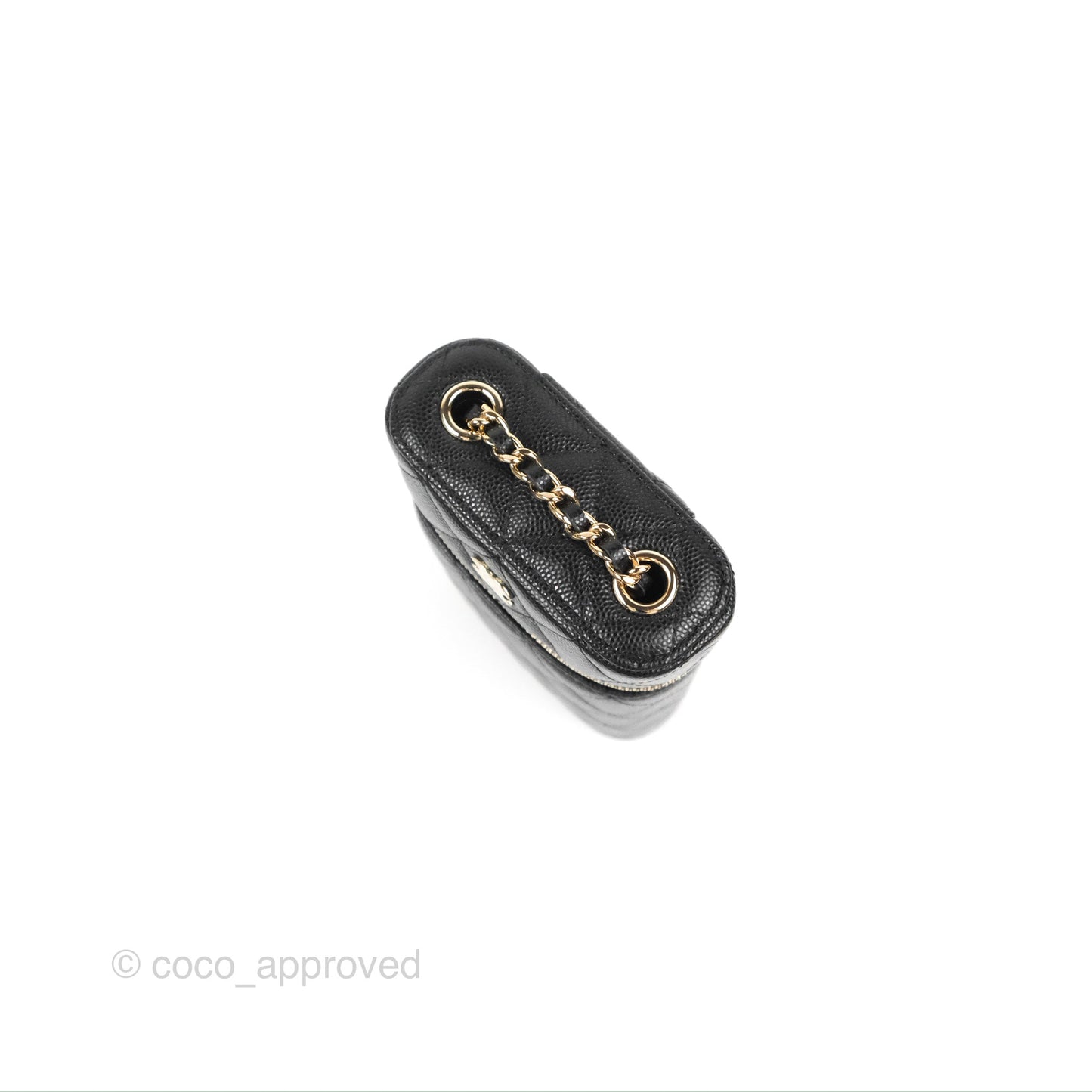 Chanel Vanity Phone Holder With Chain Black Caviar Gold Hardware