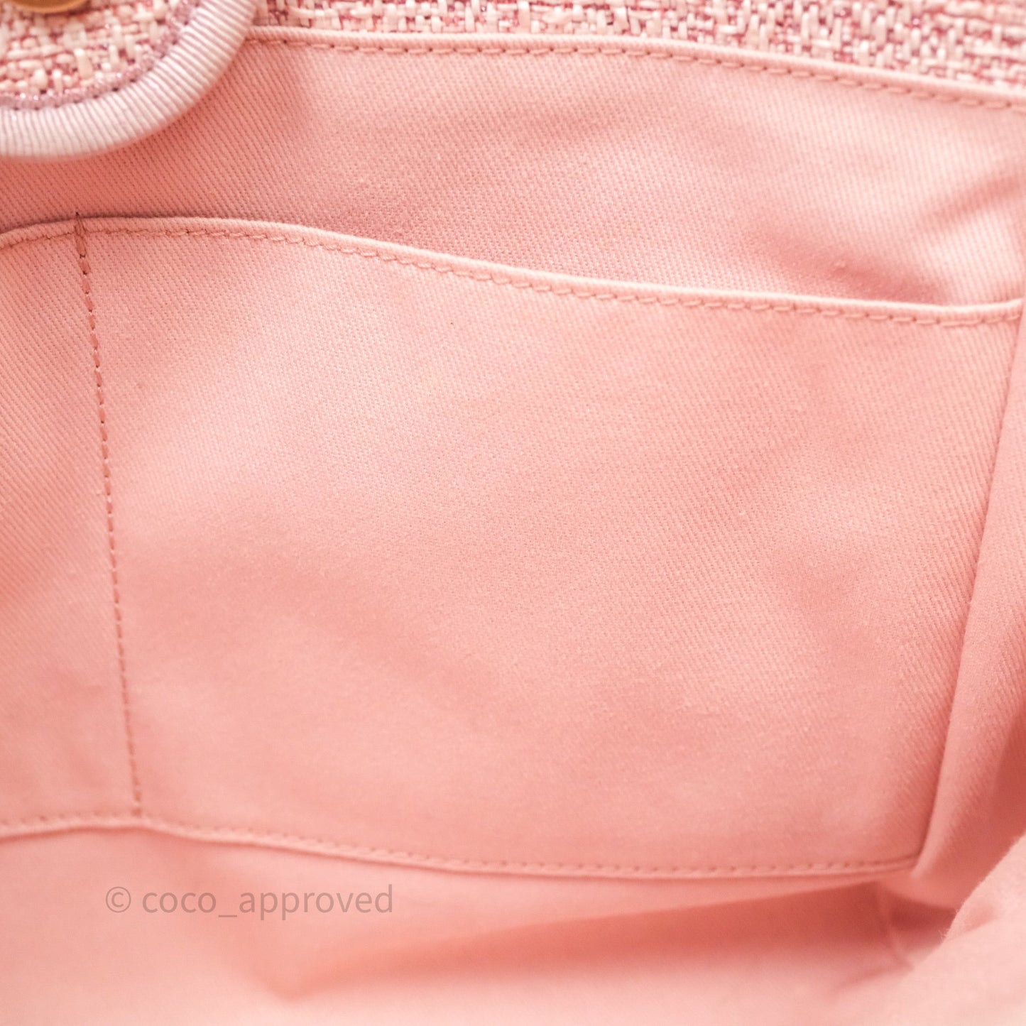 Chanel Medium Deauville Pink Glitter Raffia Gold Hardware