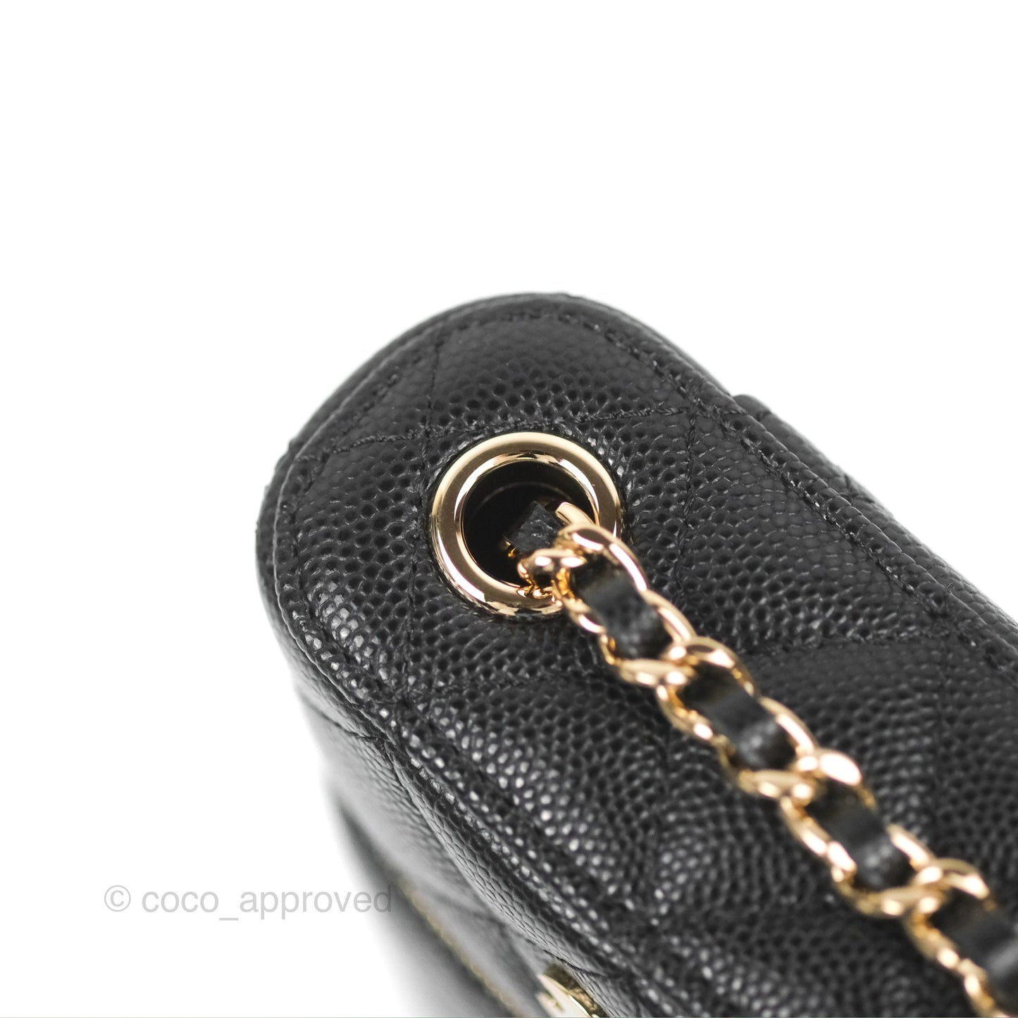 Chanel Vanity Phone Holder With Chain Black Caviar Gold Hardware