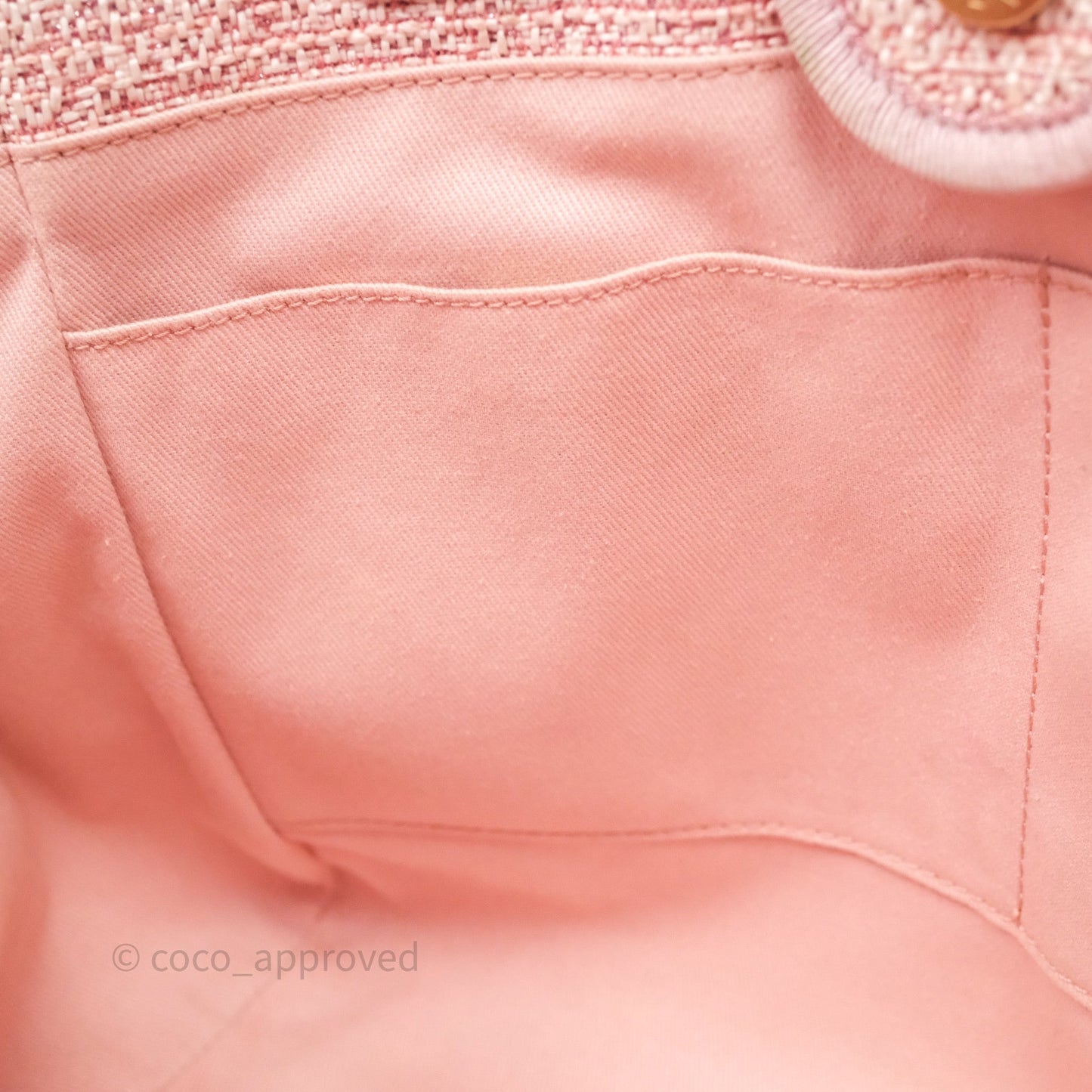 Chanel Medium Deauville Pink Glitter Raffia Gold Hardware