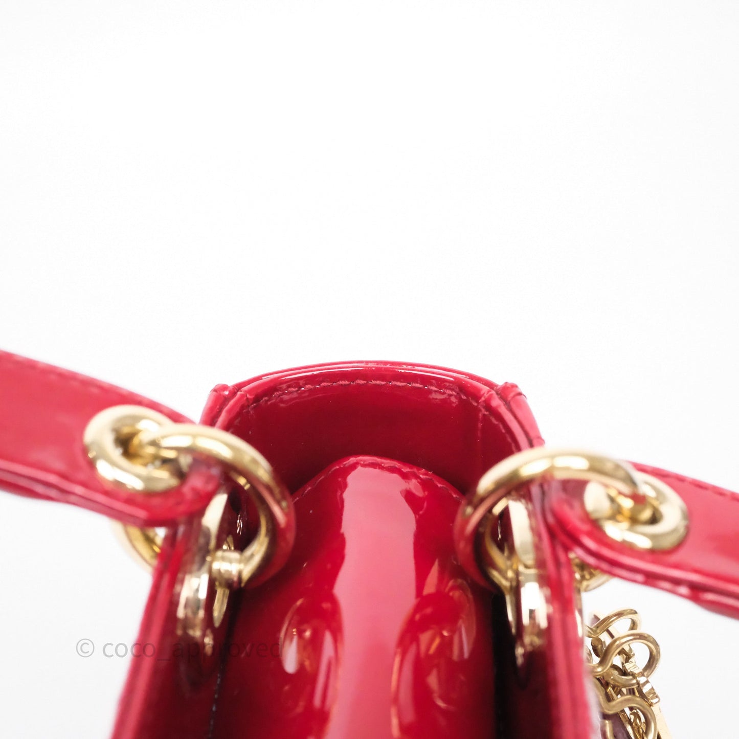 Christian Dior Mini Lady Dior Red Patent Cannage Gold Hardware