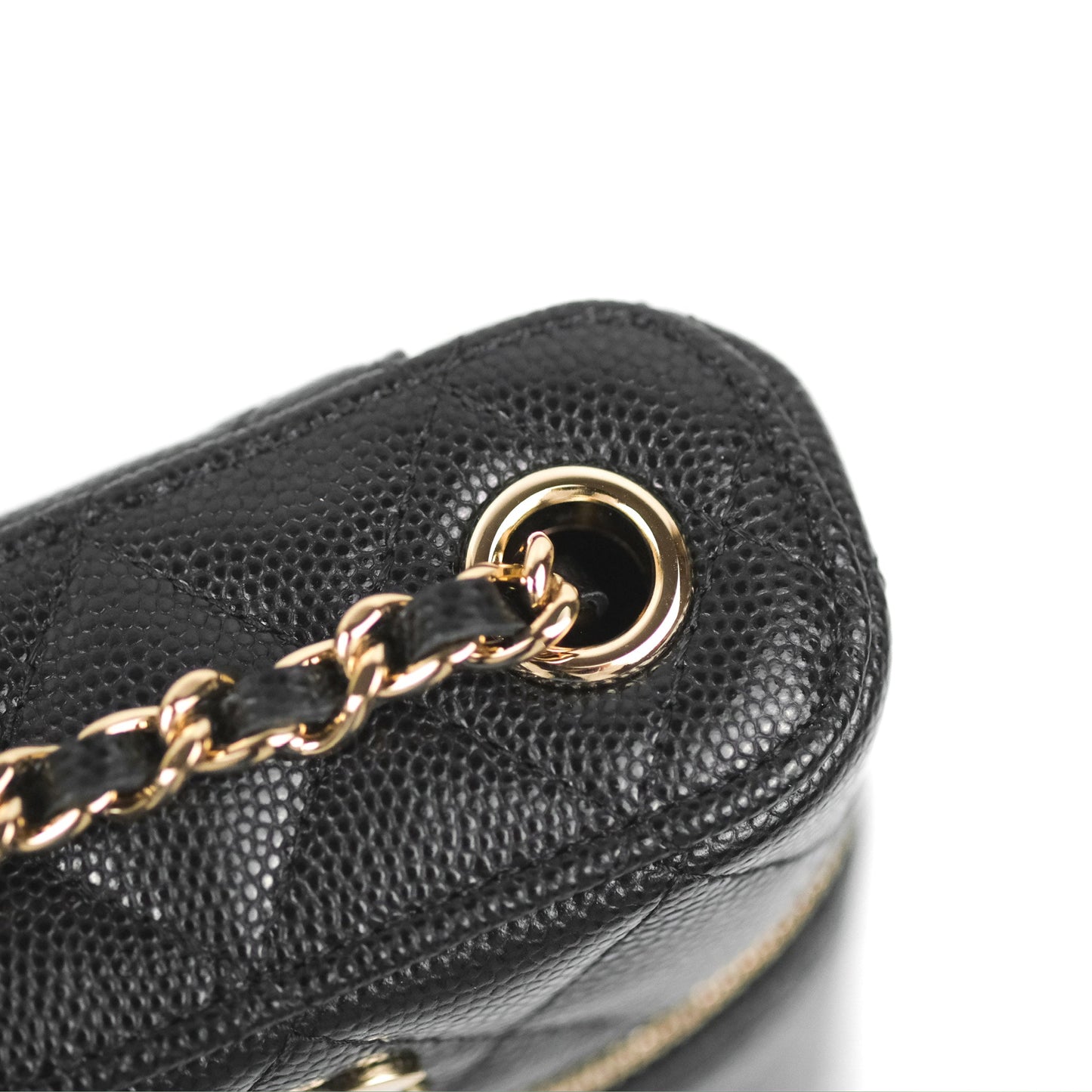 Chanel Vanity Phone Holder With Chain Black Caviar Gold Hardware