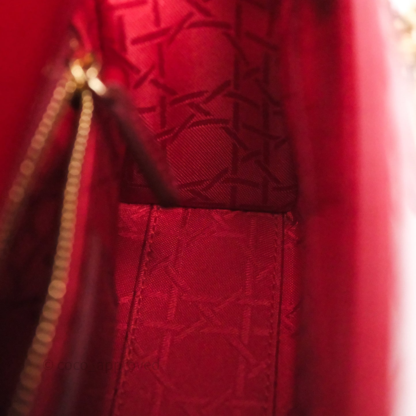Christian Dior Mini Lady Dior Red Patent Cannage Gold Hardware