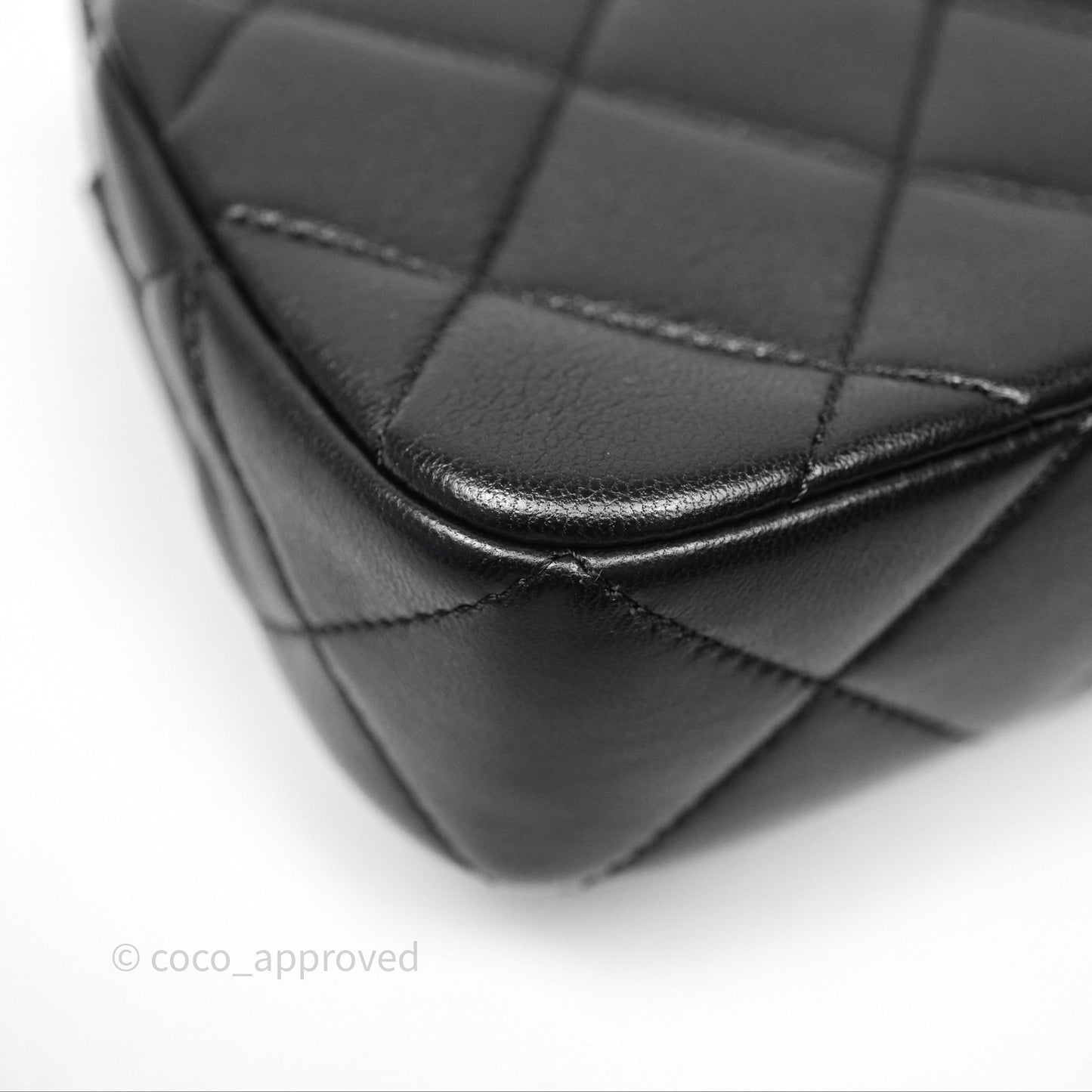 Chanel Mini Flap Bag With Pearl Black Lambskin Aged Gold Hardware