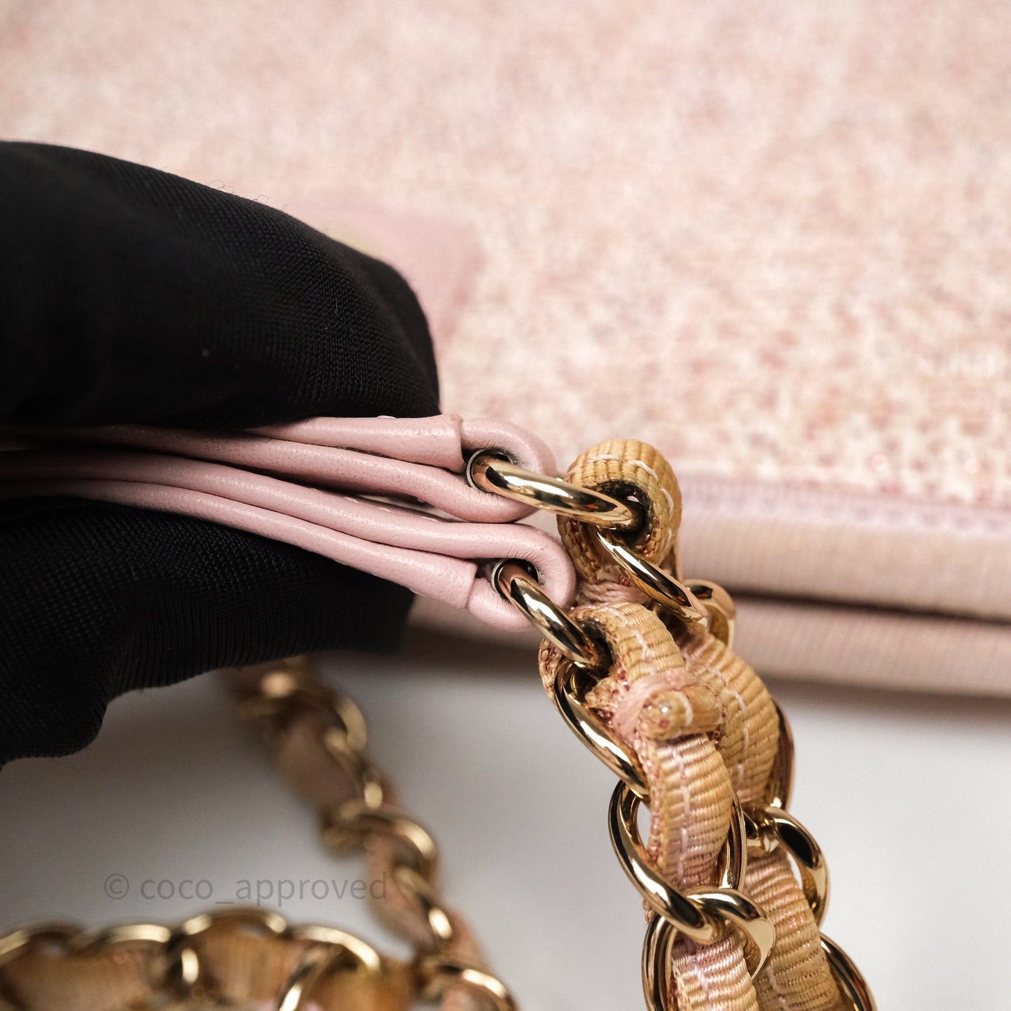 Chanel Medium Deauville Pink Glitter Raffia Gold Hardware