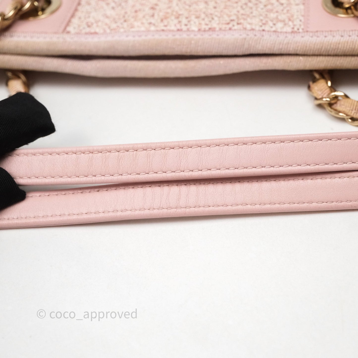 Chanel Medium Deauville Pink Glitter Raffia Gold Hardware