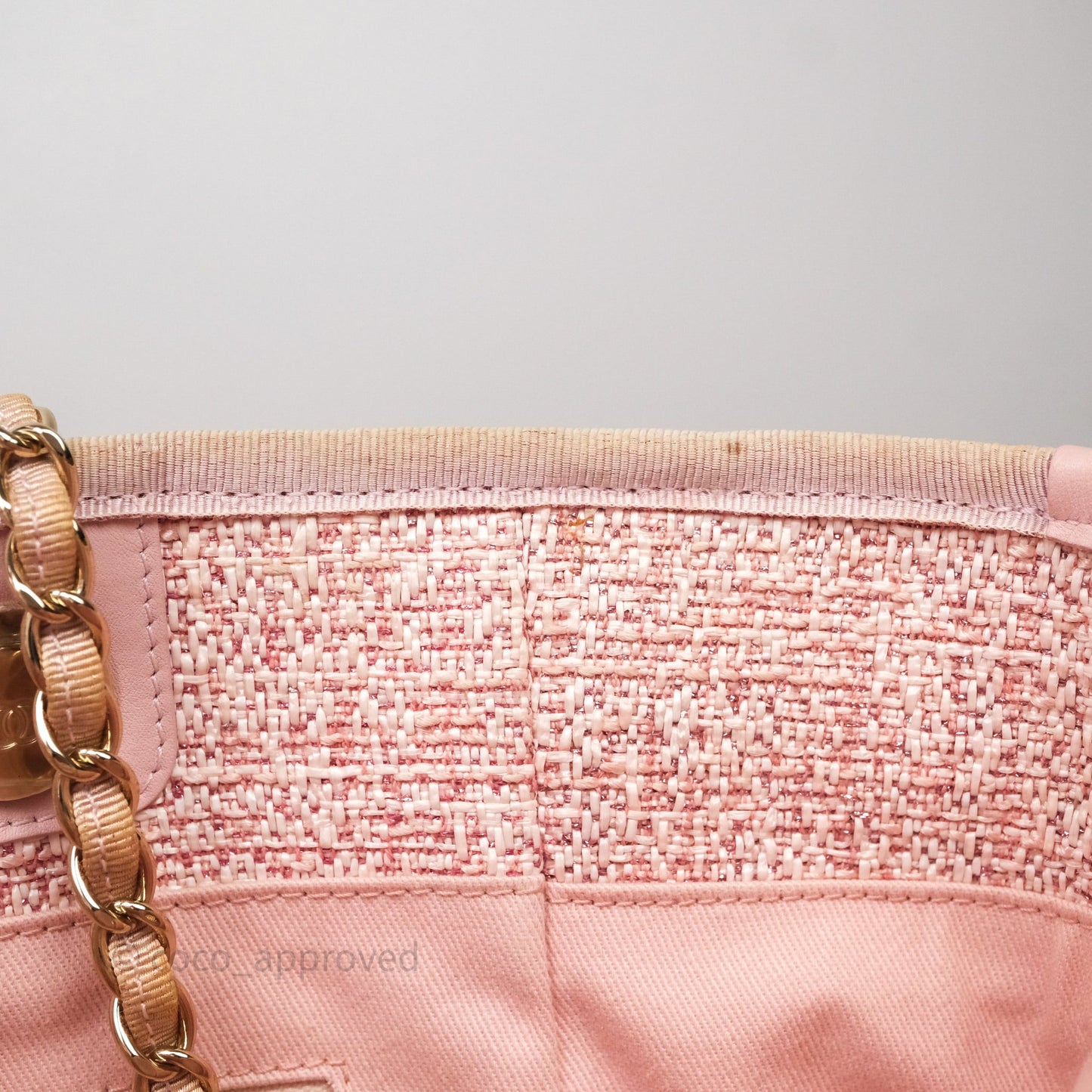 Chanel Medium Deauville Pink Glitter Raffia Gold Hardware