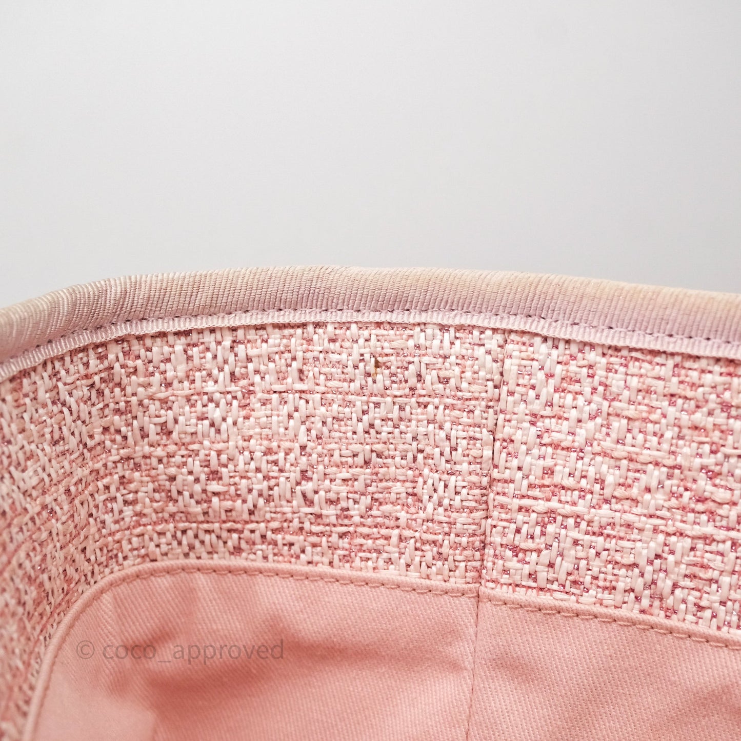Chanel Medium Deauville Pink Glitter Raffia Gold Hardware