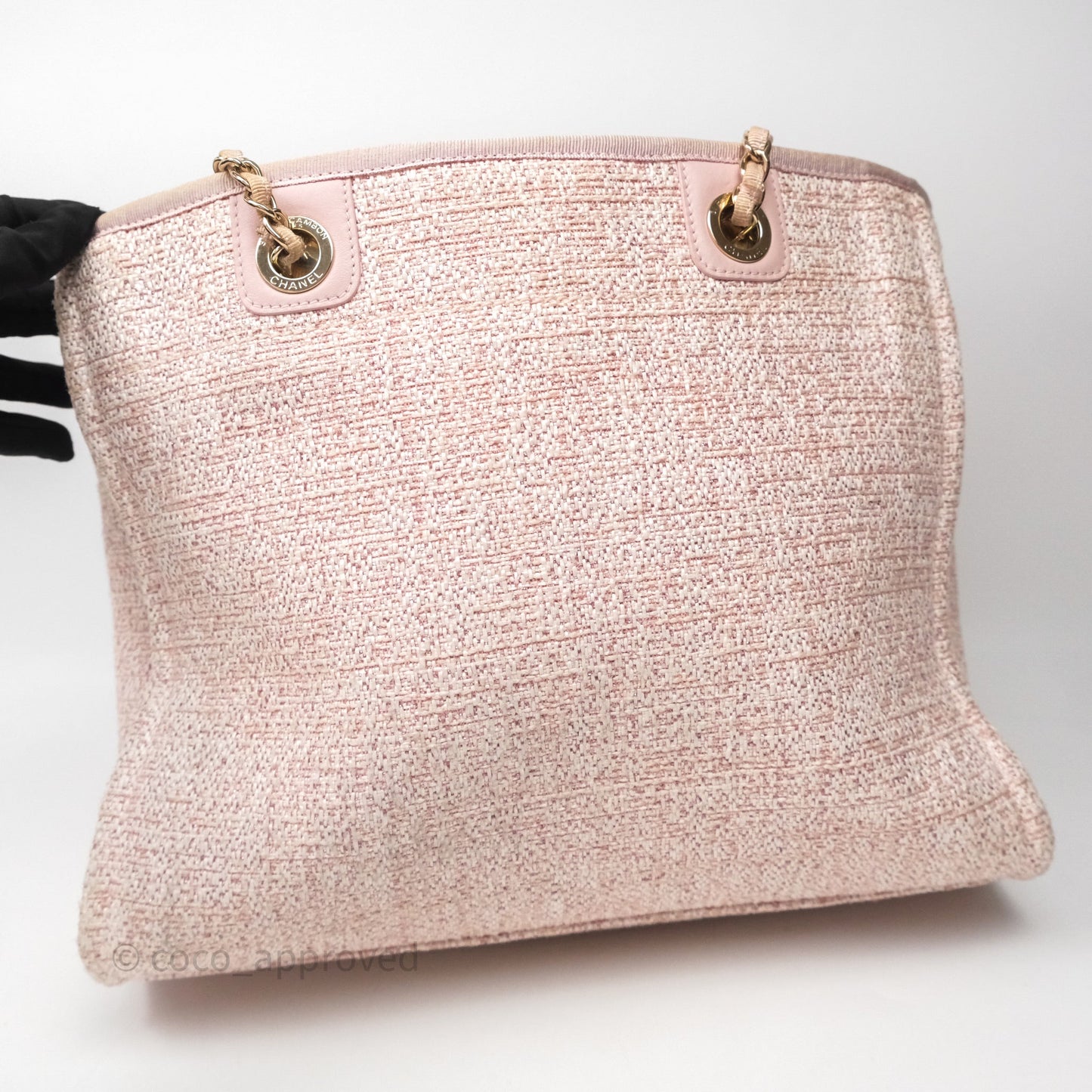 Chanel Medium Deauville Pink Glitter Raffia Gold Hardware