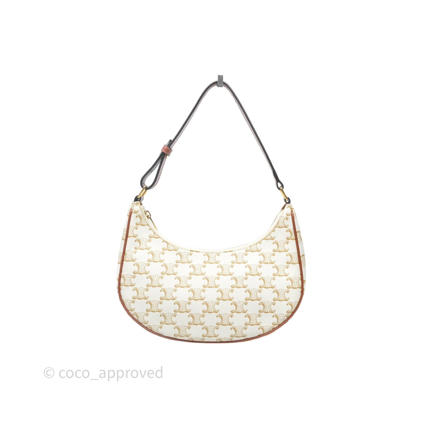 Celine Ava Bag In Triomphe Canvas Calfskin White