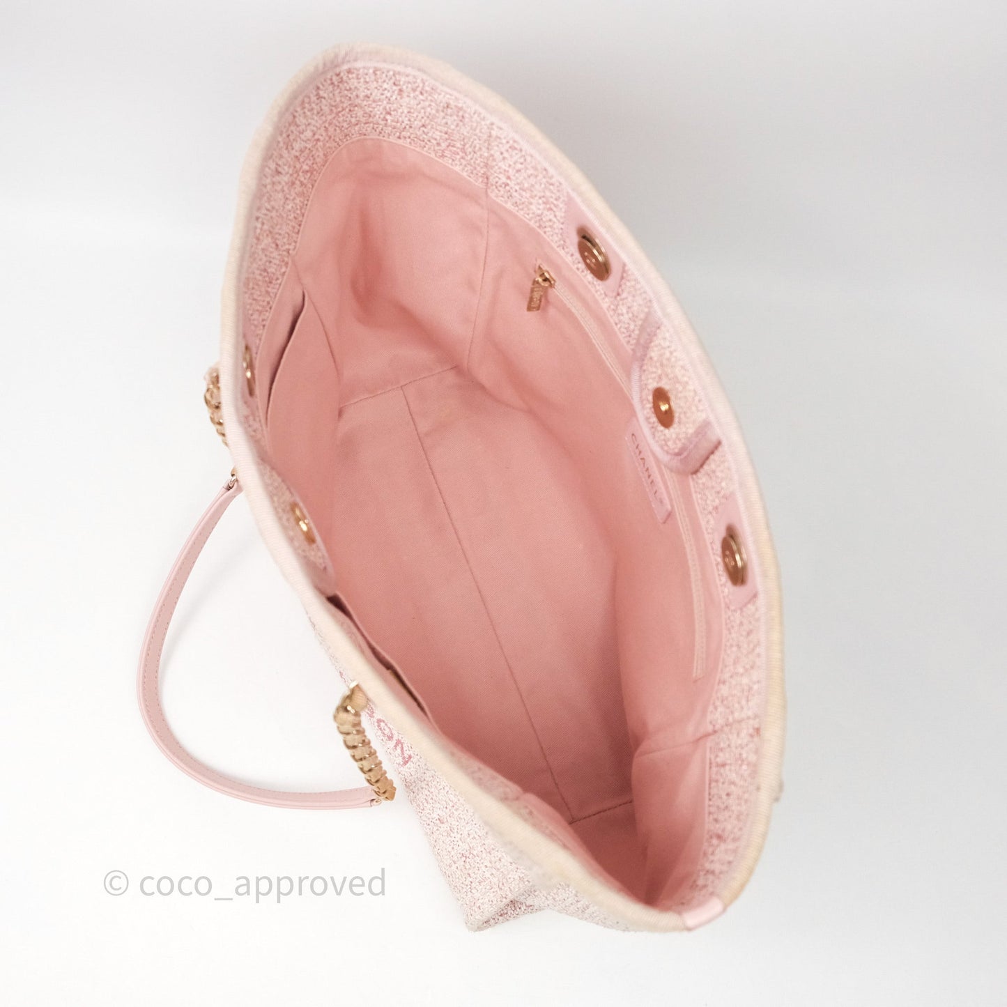 Chanel Medium Deauville Pink Glitter Raffia Gold Hardware
