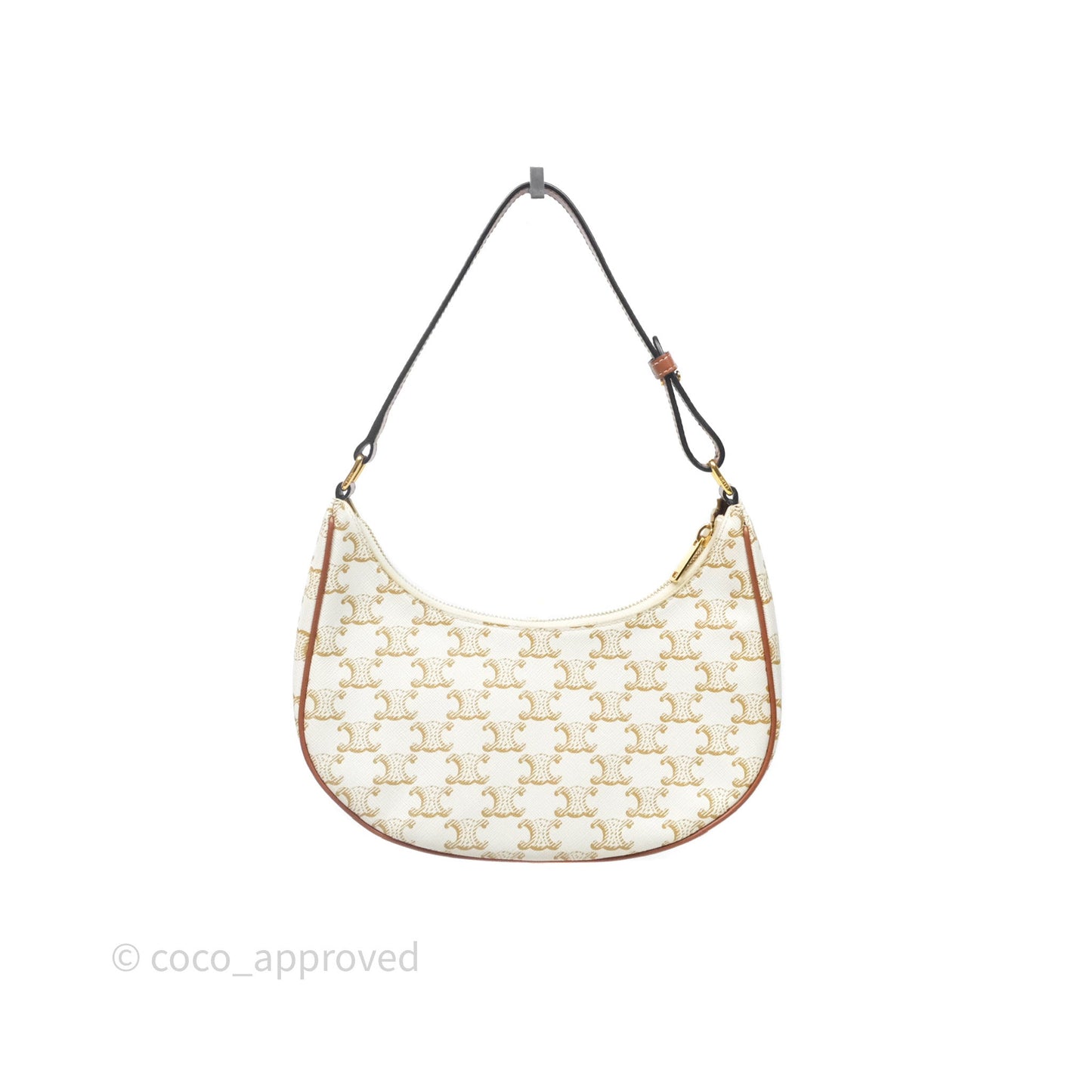 Celine Ava Bag In Triomphe Canvas Calfskin White