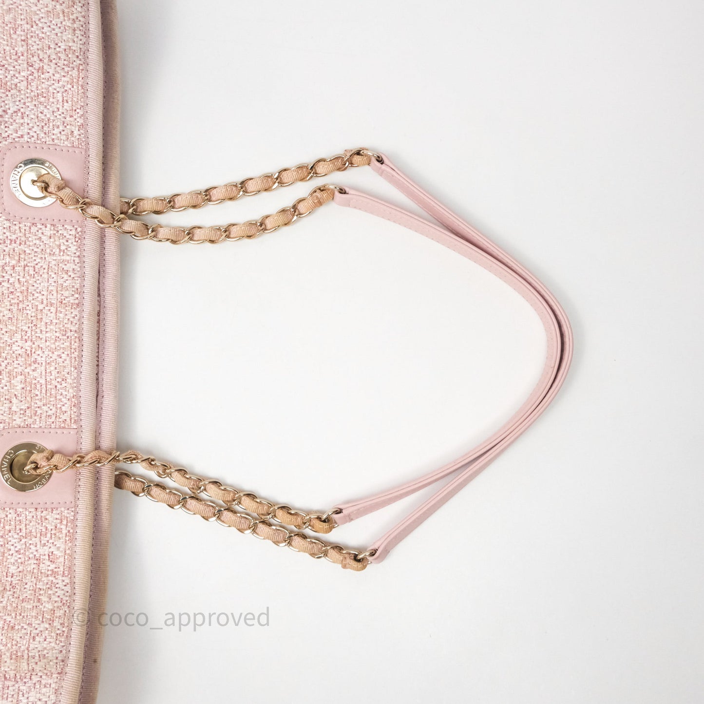 Chanel Medium Deauville Pink Glitter Raffia Gold Hardware