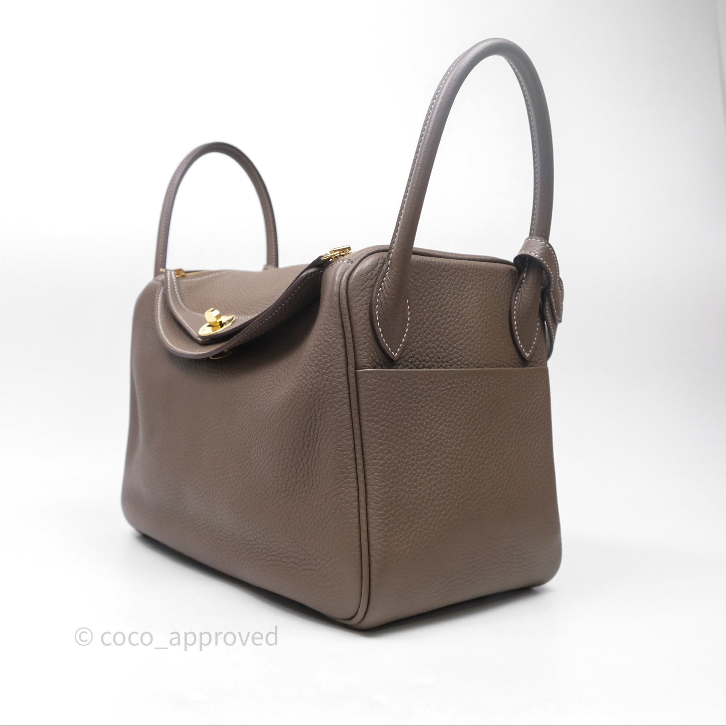 Hermès Lindy 30 Etoupe 18 Clemence Gold Hardware