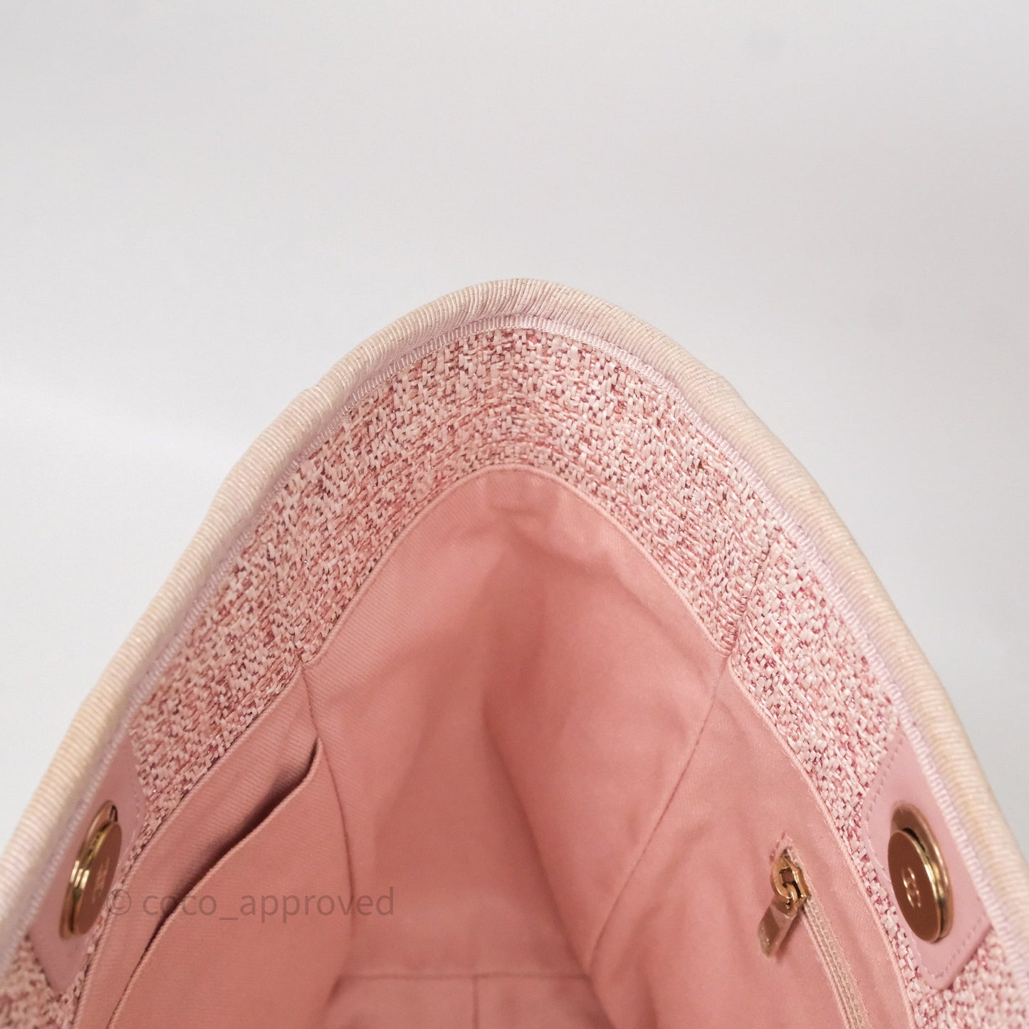 Chanel Medium Deauville Pink Glitter Raffia Gold Hardware