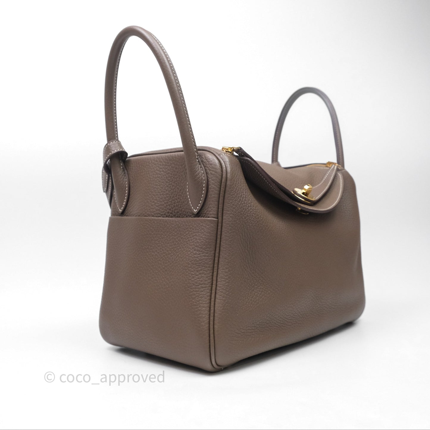 Hermès Lindy 30 Etoupe 18 Clemence Gold Hardware