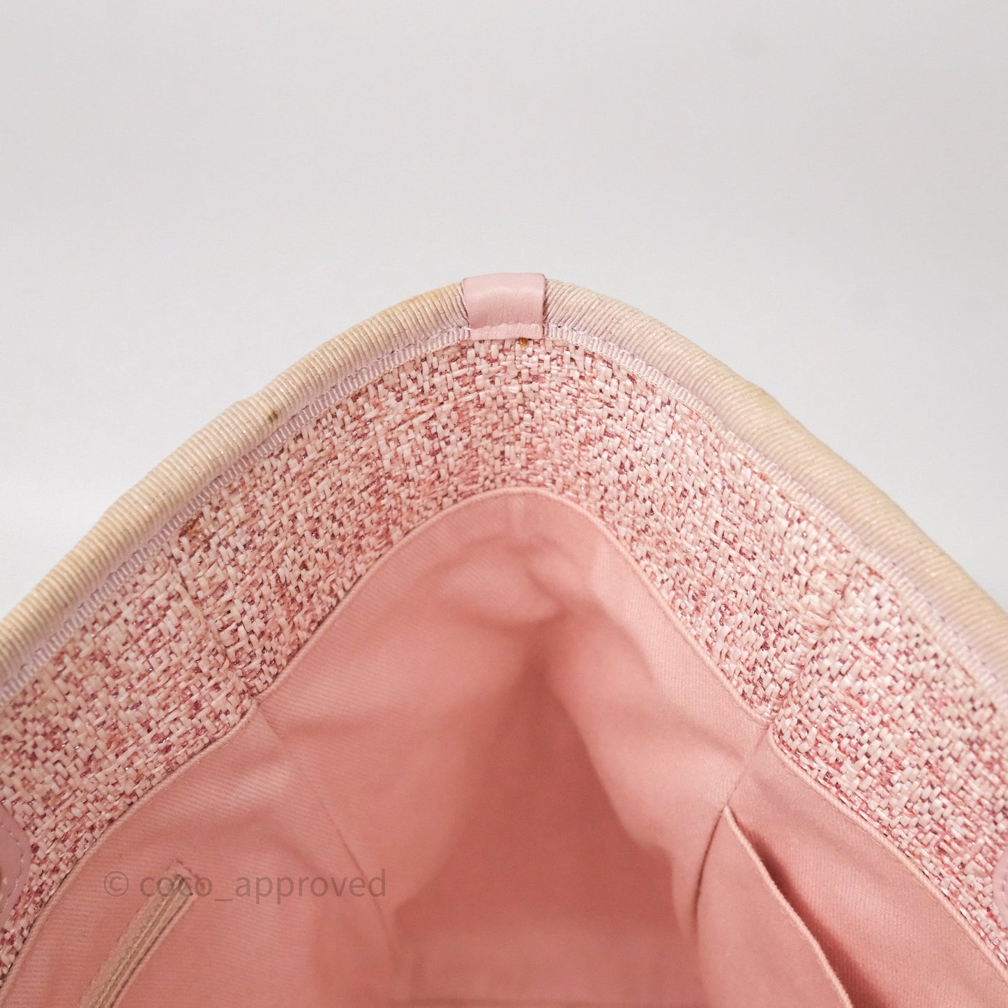 Chanel Medium Deauville Pink Glitter Raffia Gold Hardware