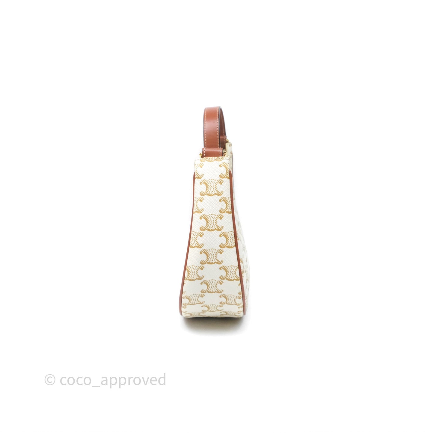 Celine Ava Bag In Triomphe Canvas Calfskin White
