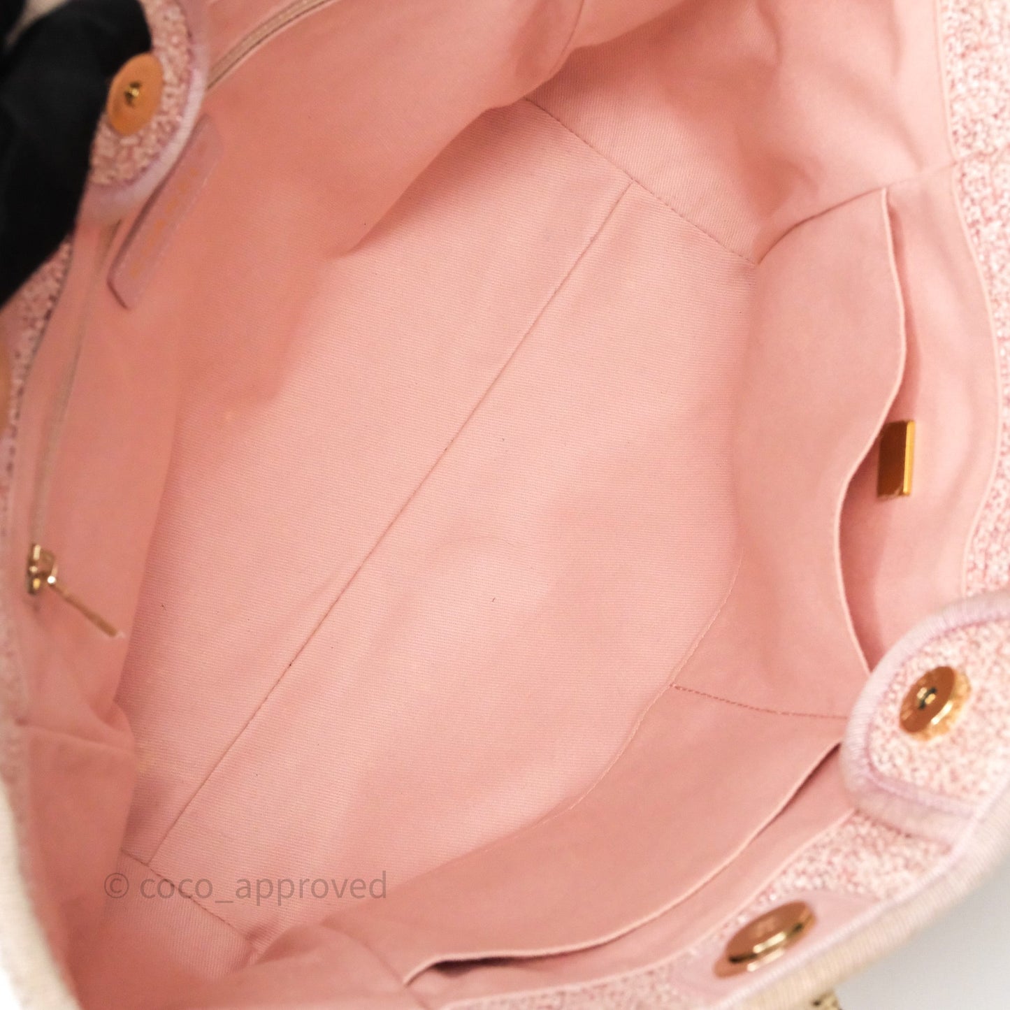 Chanel Medium Deauville Pink Glitter Raffia Gold Hardware
