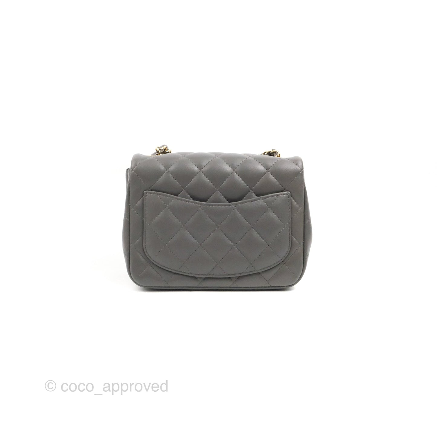 Chanel Quilted Mini Square Grey Lambskin Gold Hardware