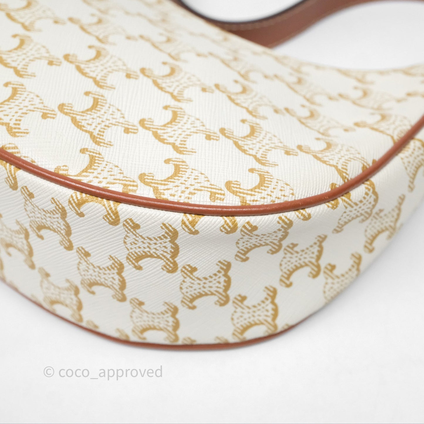 Celine Ava Bag In Triomphe Canvas Calfskin White