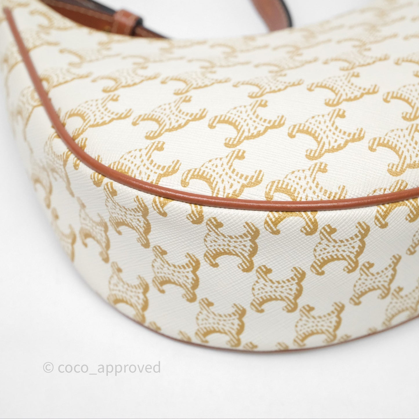 Celine Ava Bag In Triomphe Canvas Calfskin White
