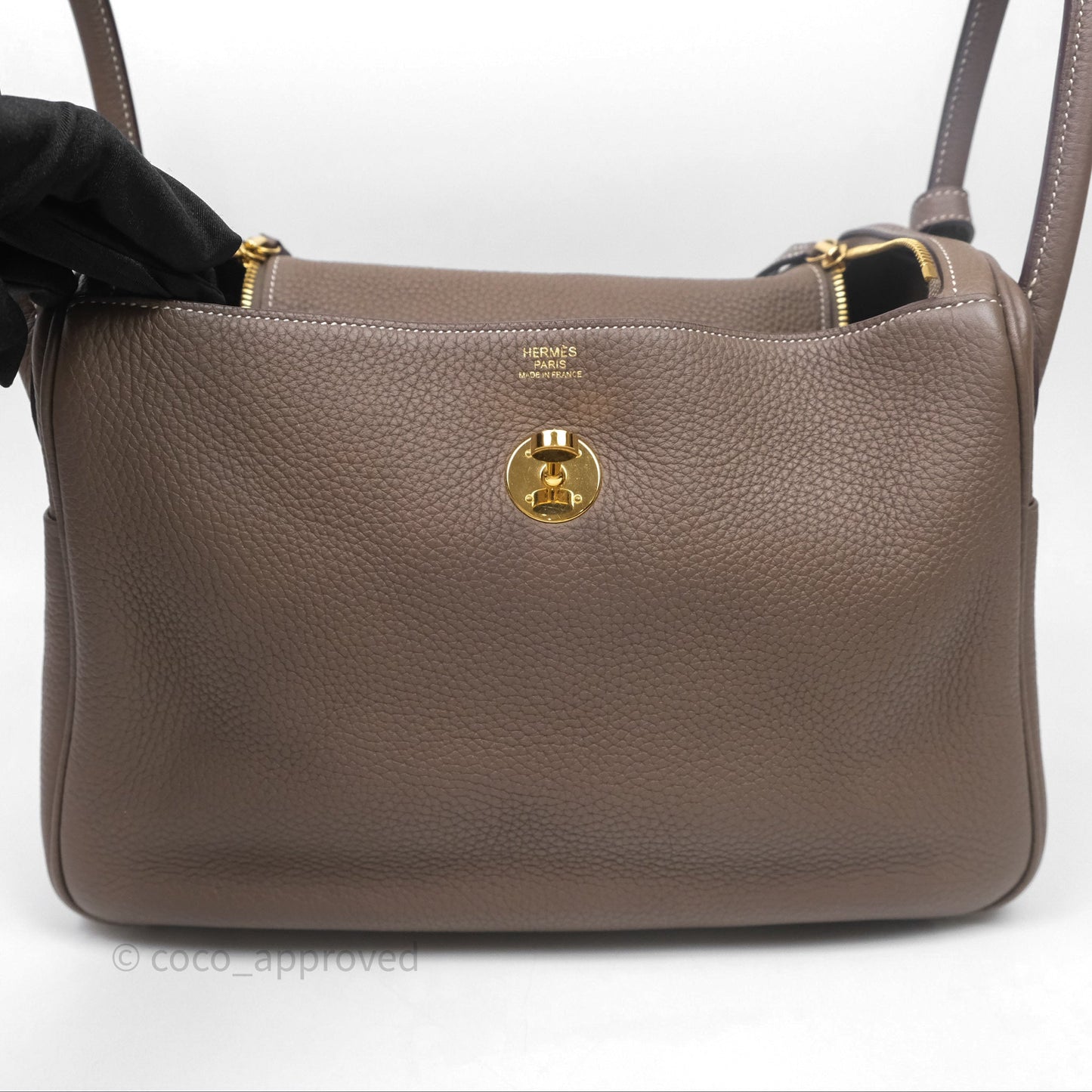 Hermès Lindy 30 Etoupe 18 Clemence Gold Hardware