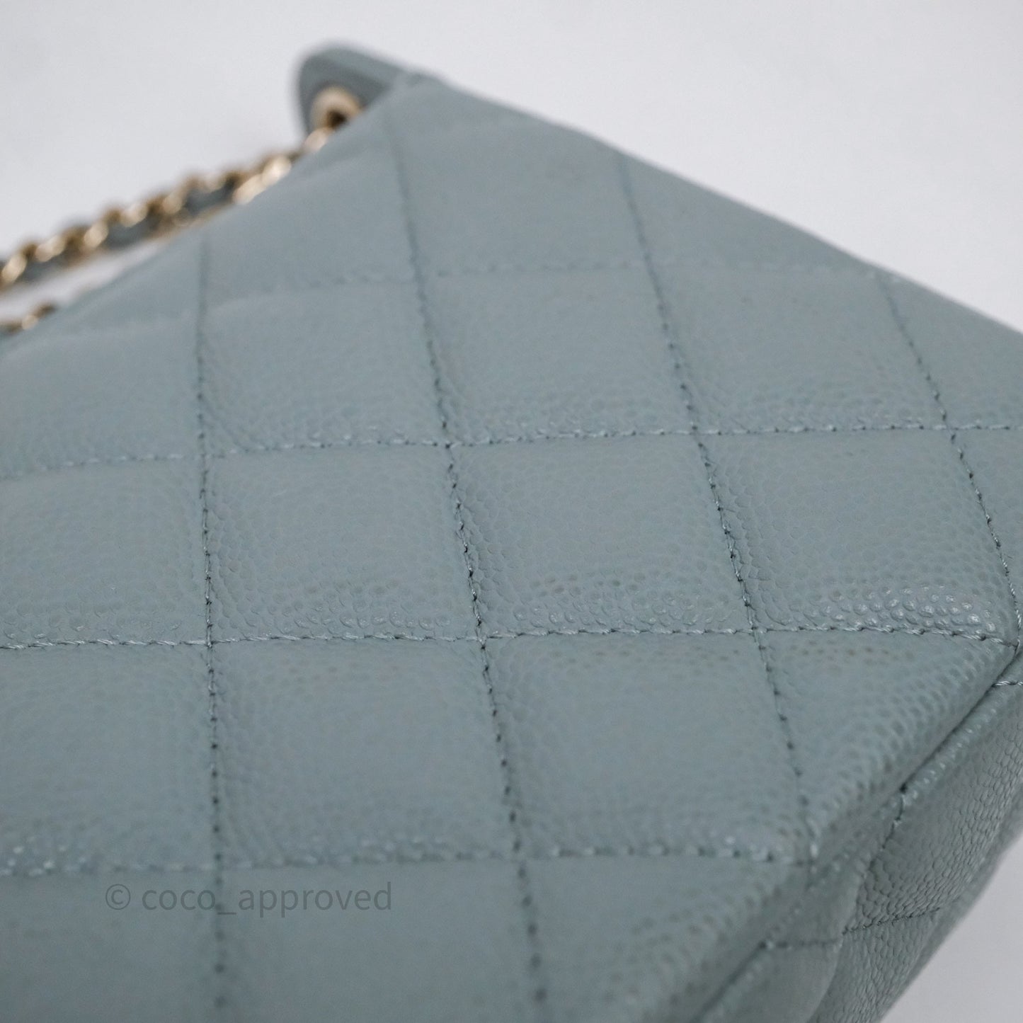 Chanel Clutch on Chain Tiffany Green Caviar Gold Hardware