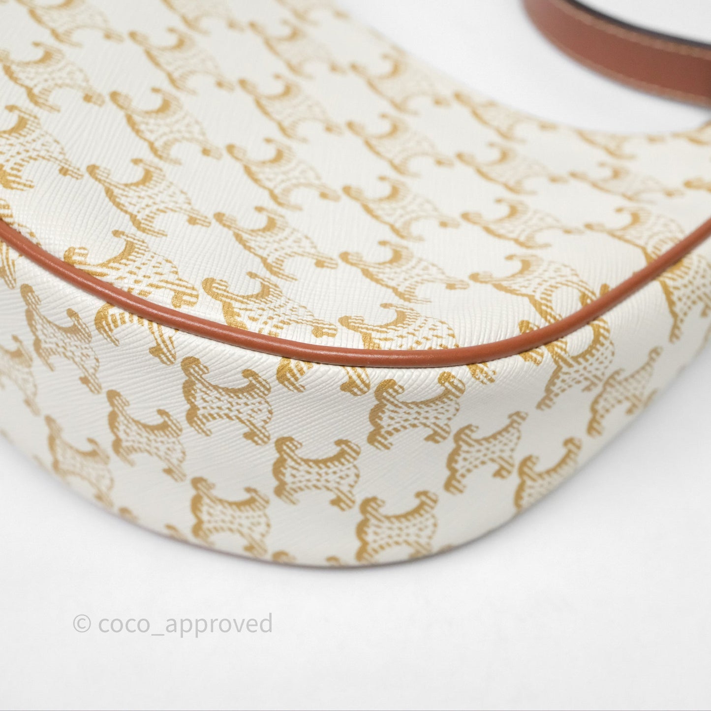 Celine Ava Bag In Triomphe Canvas Calfskin White