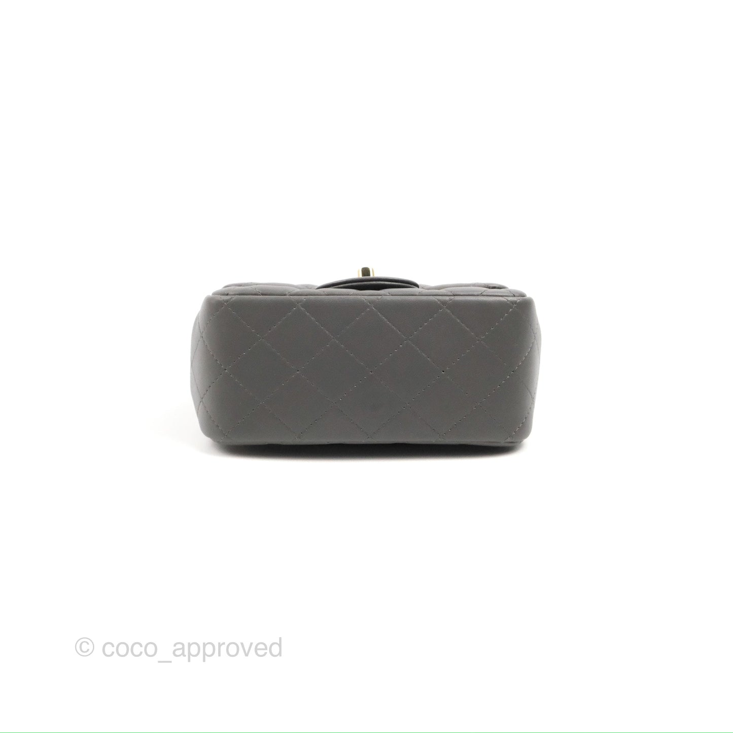 Chanel Quilted Mini Square Grey Lambskin Gold Hardware