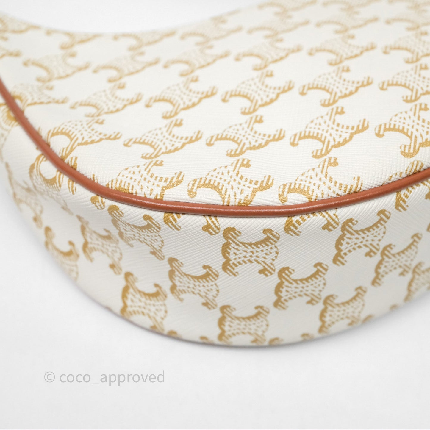 Celine Ava Bag In Triomphe Canvas Calfskin White