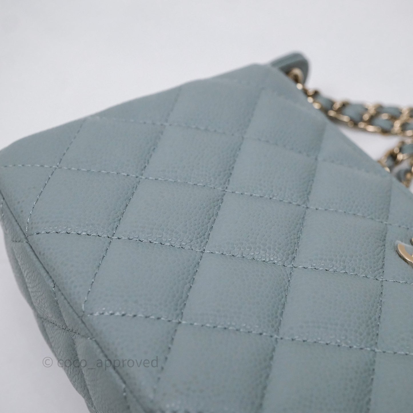 Chanel Clutch on Chain Tiffany Green Caviar Gold Hardware