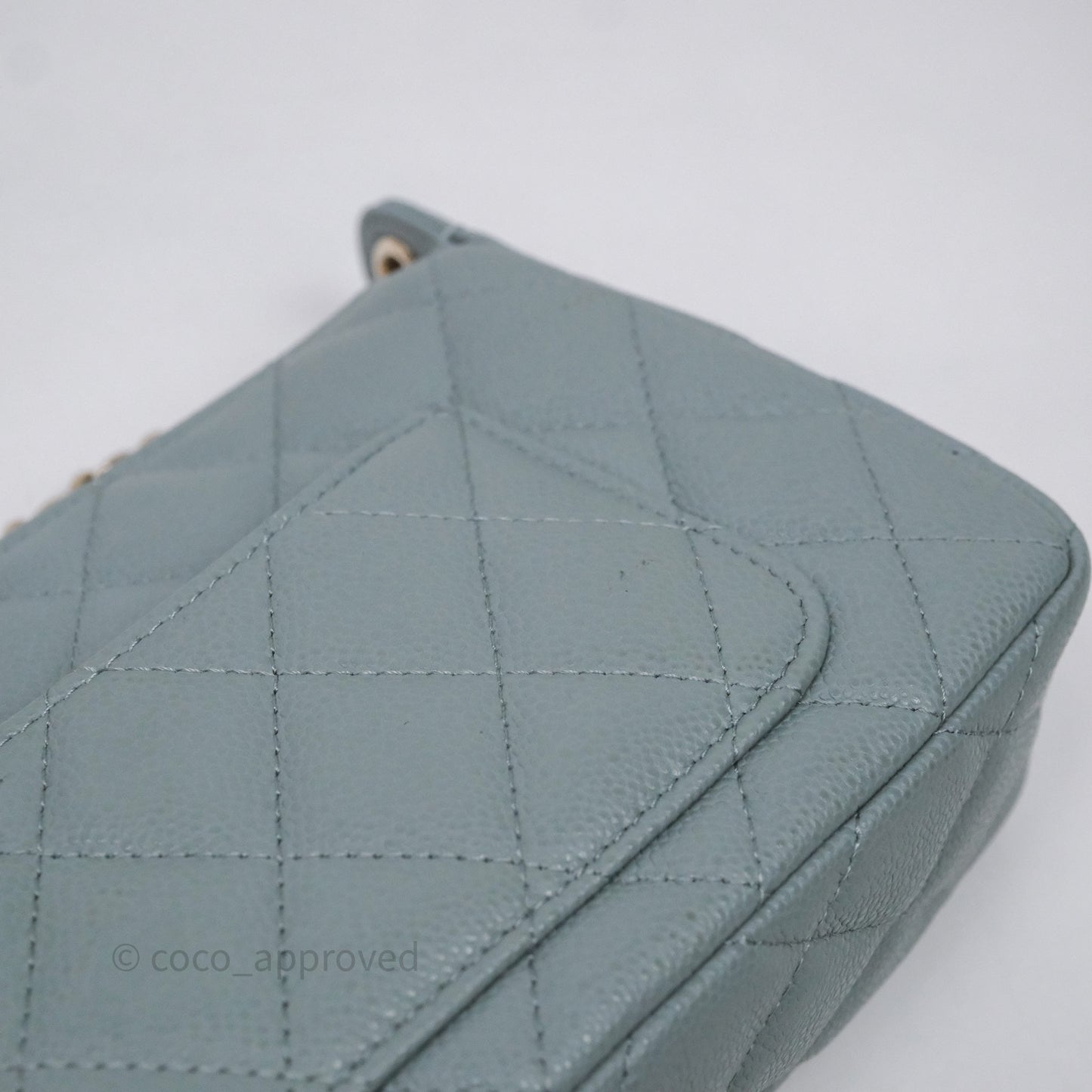 Chanel Clutch on Chain Tiffany Green Caviar Gold Hardware