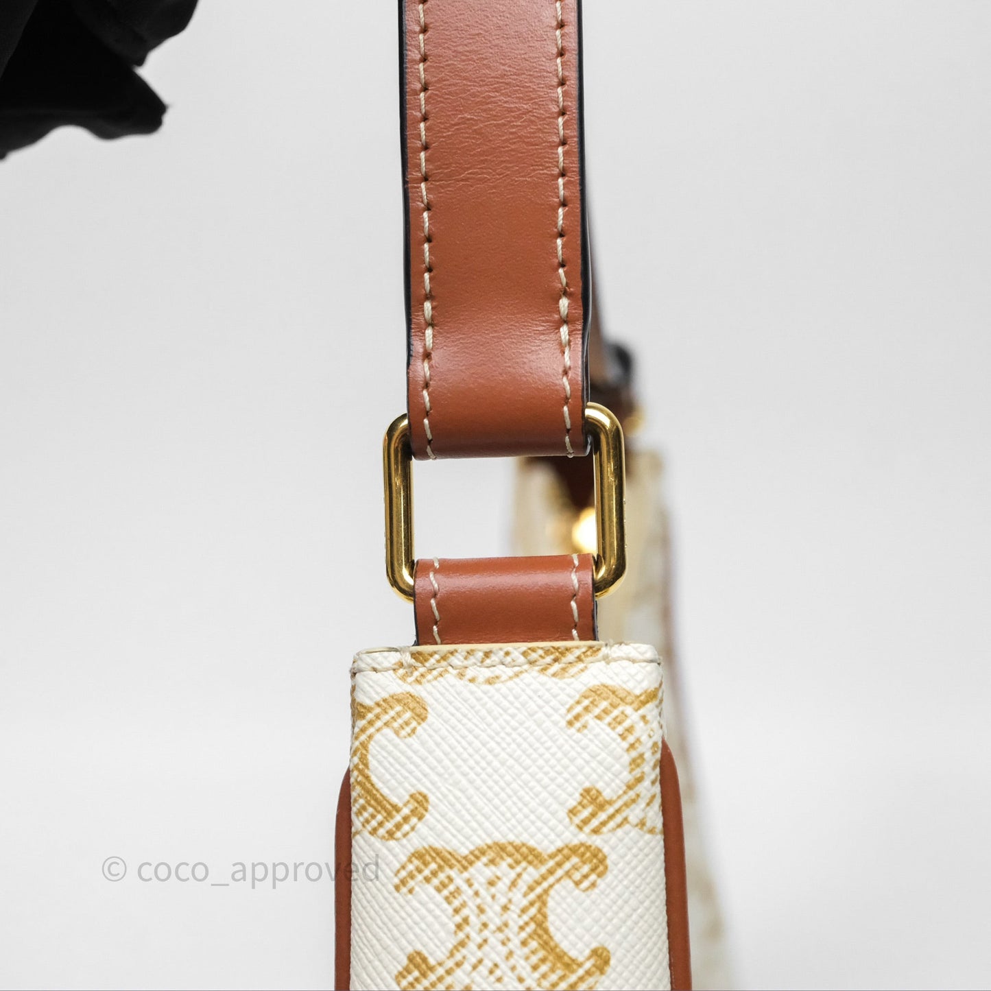 Celine Ava Bag In Triomphe Canvas Calfskin White