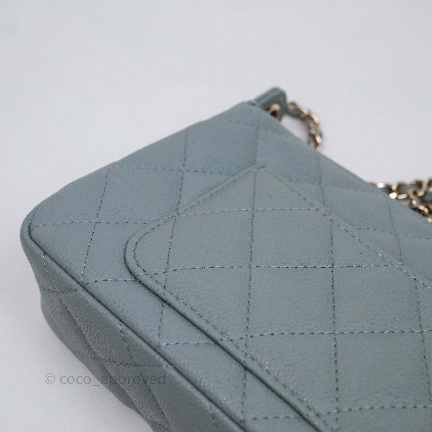 Chanel Clutch on Chain Tiffany Green Caviar Gold Hardware