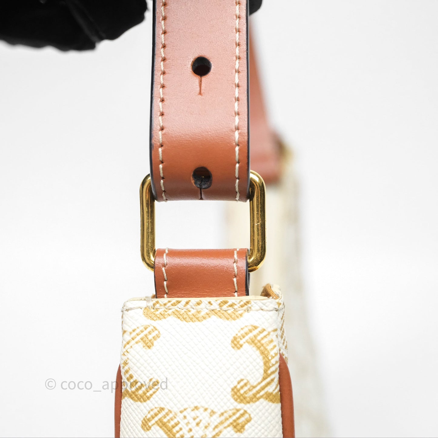 Celine Ava Bag In Triomphe Canvas Calfskin White