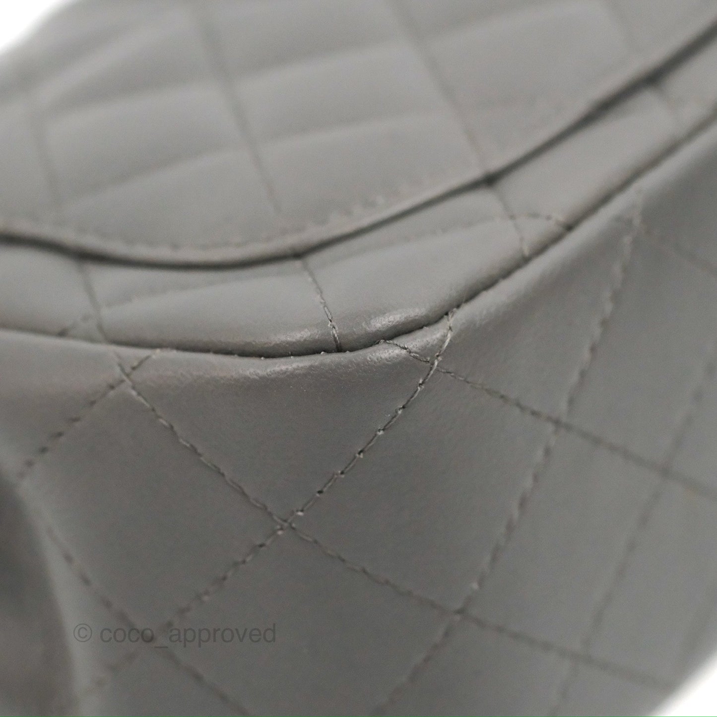Chanel Quilted Mini Square Grey Lambskin Gold Hardware