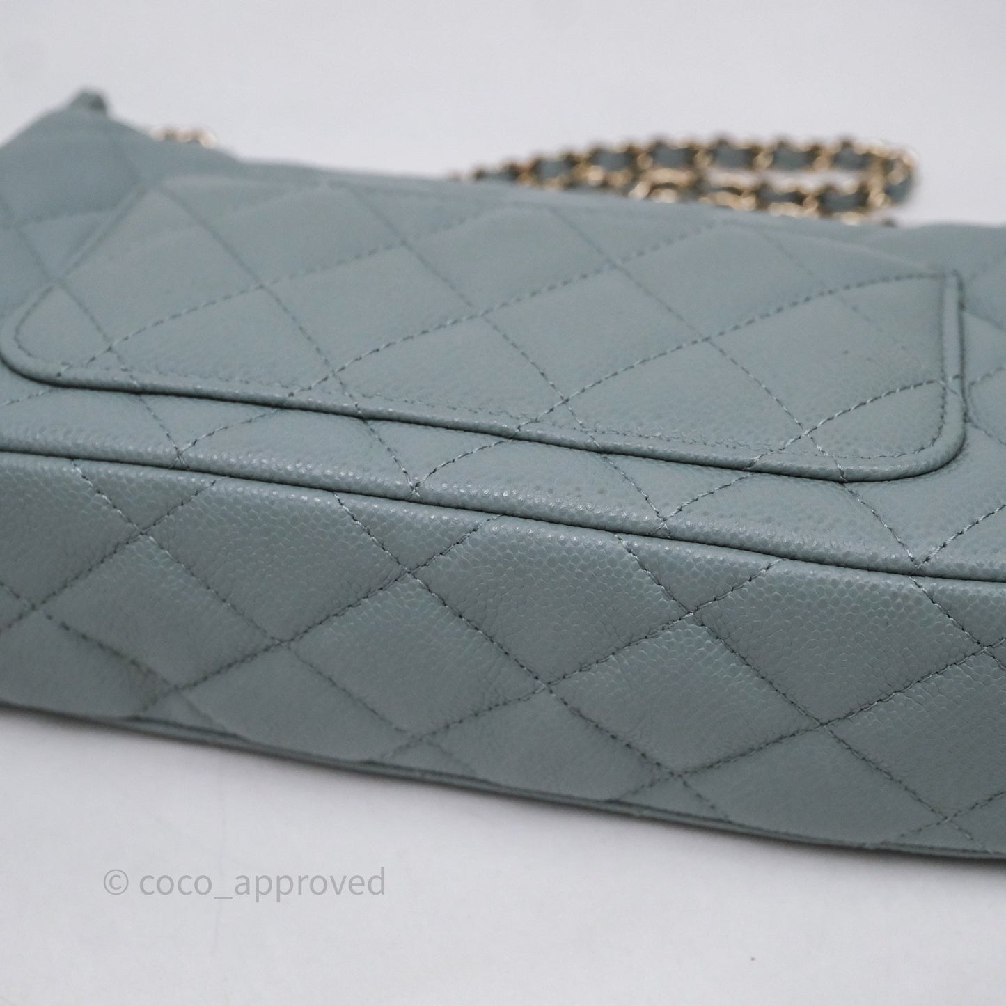 Chanel Clutch on Chain Tiffany Green Caviar Gold Hardware