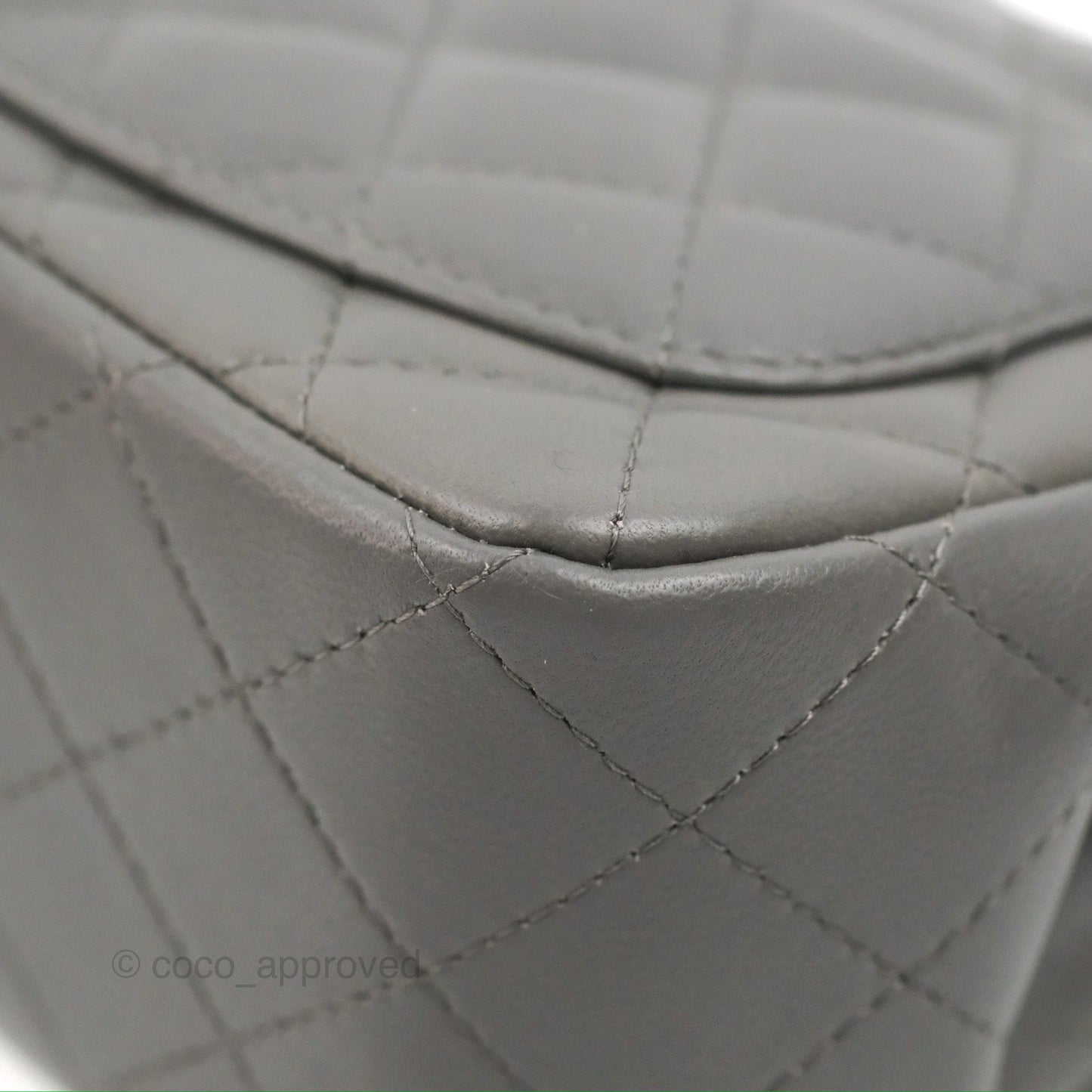 Chanel Quilted Mini Square Grey Lambskin Gold Hardware