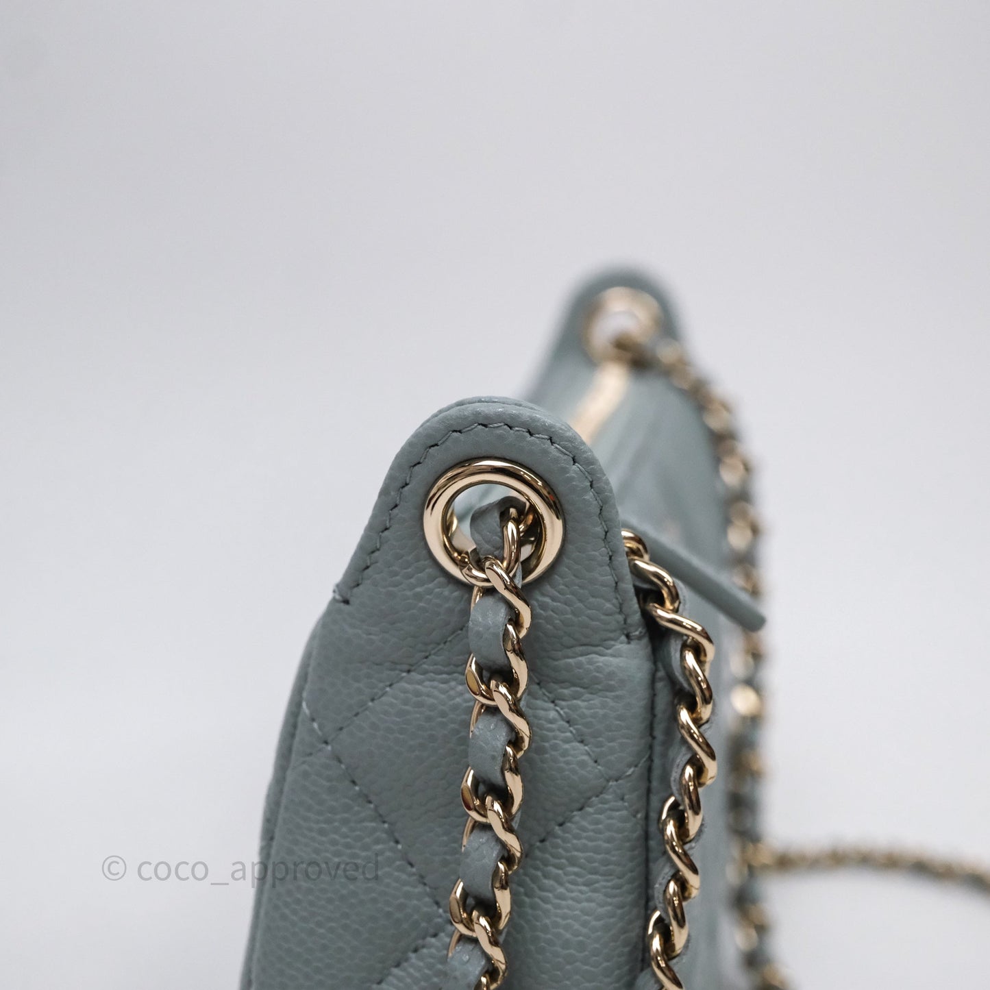 Chanel Clutch on Chain Tiffany Green Caviar Gold Hardware