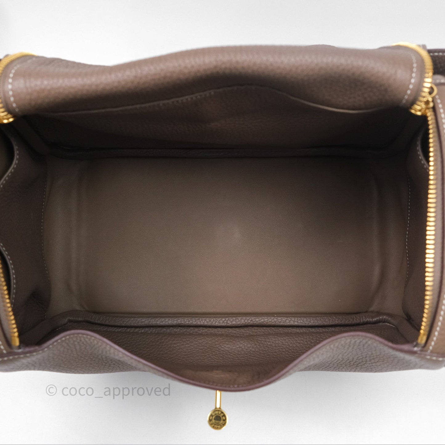 Hermès Lindy 30 Etoupe 18 Clemence Gold Hardware