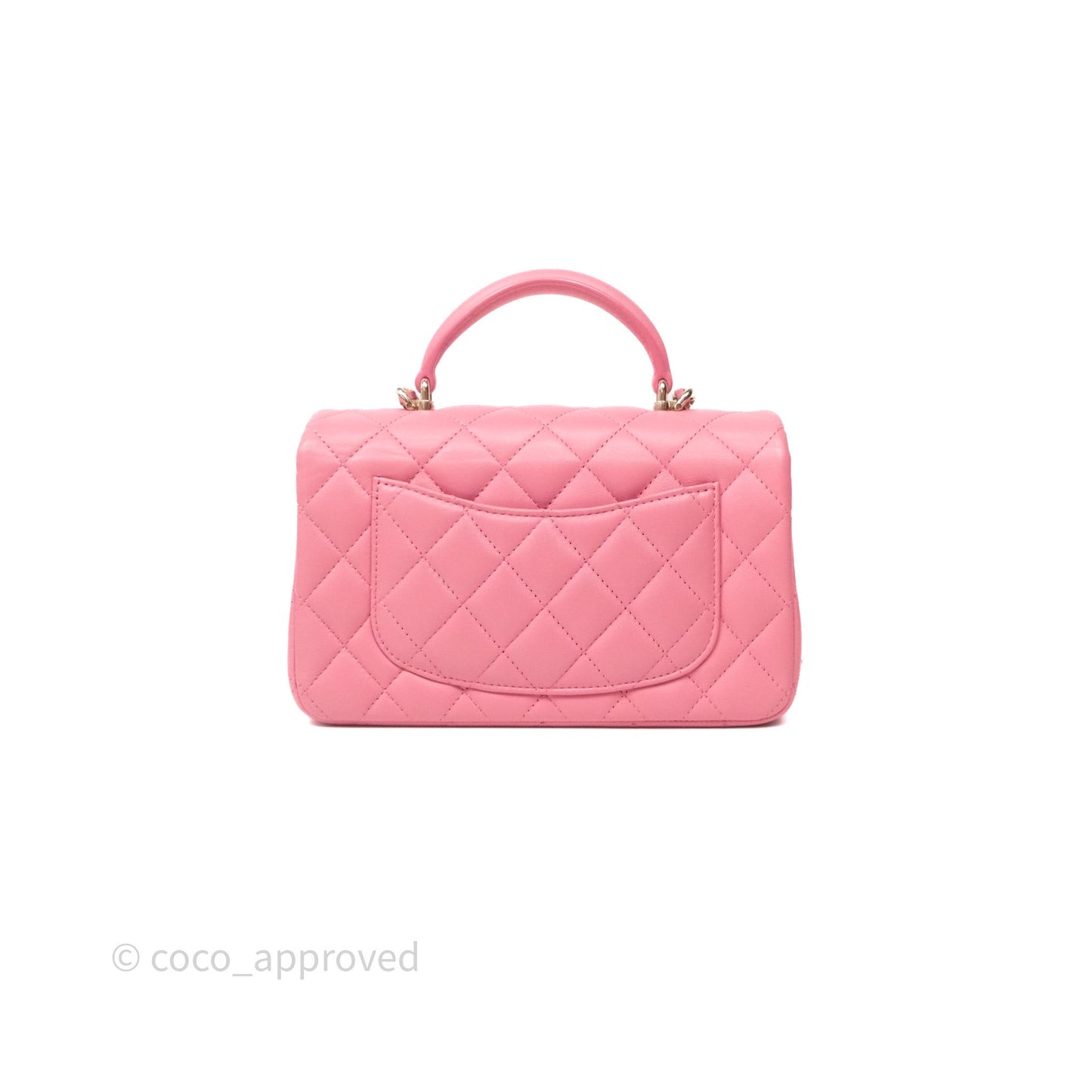 Chanel Top Handle Mini Rectangular Flap Pink Lambskin Gold Hardware