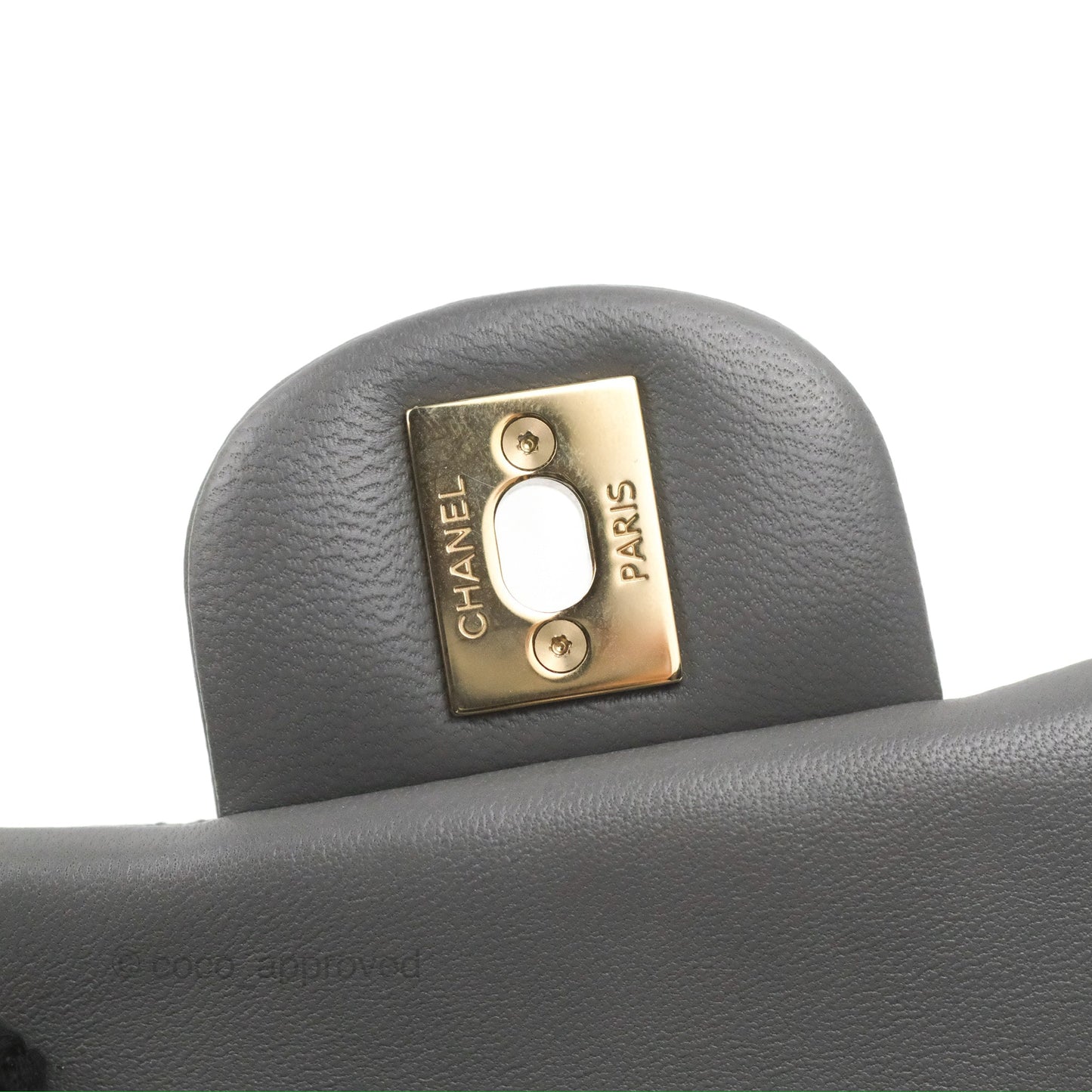 Chanel Quilted Mini Square Grey Lambskin Gold Hardware