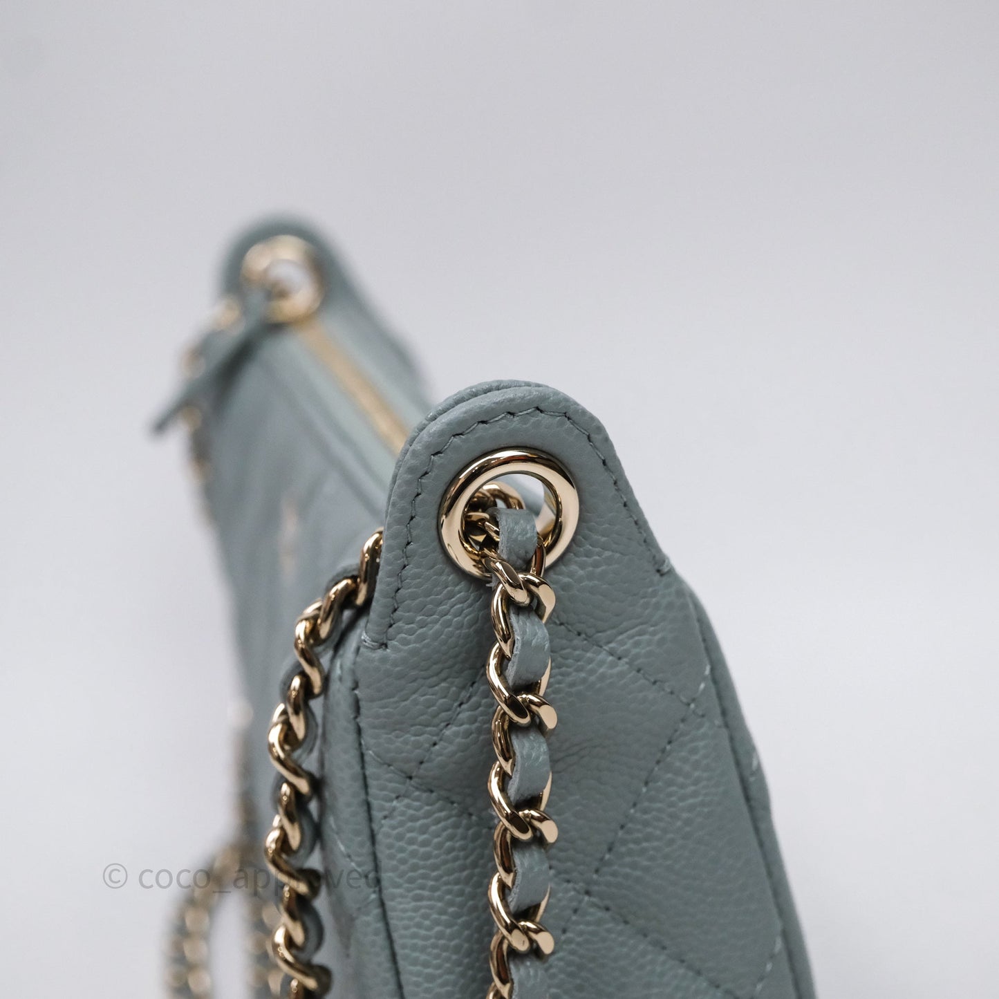 Chanel Clutch on Chain Tiffany Green Caviar Gold Hardware