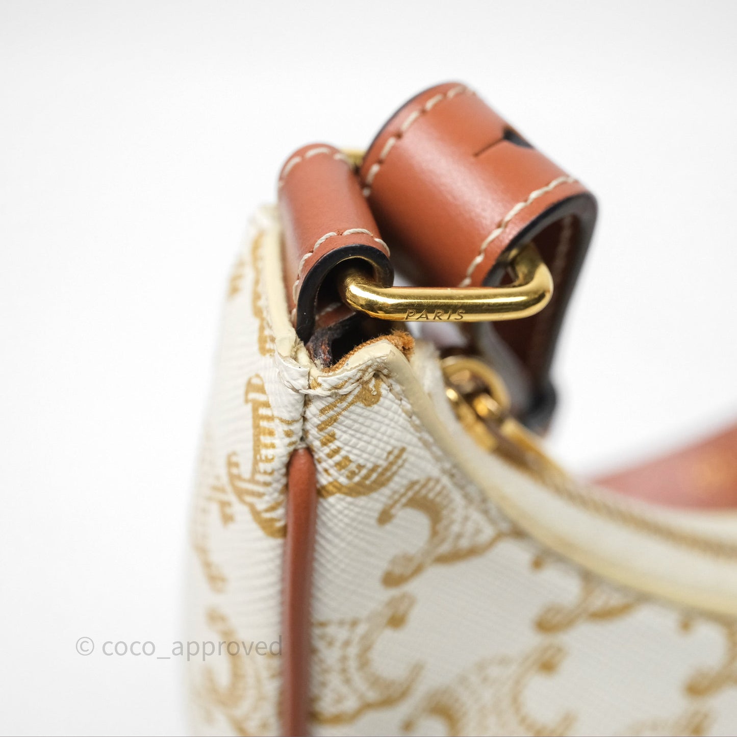 Celine Ava Bag In Triomphe Canvas Calfskin White